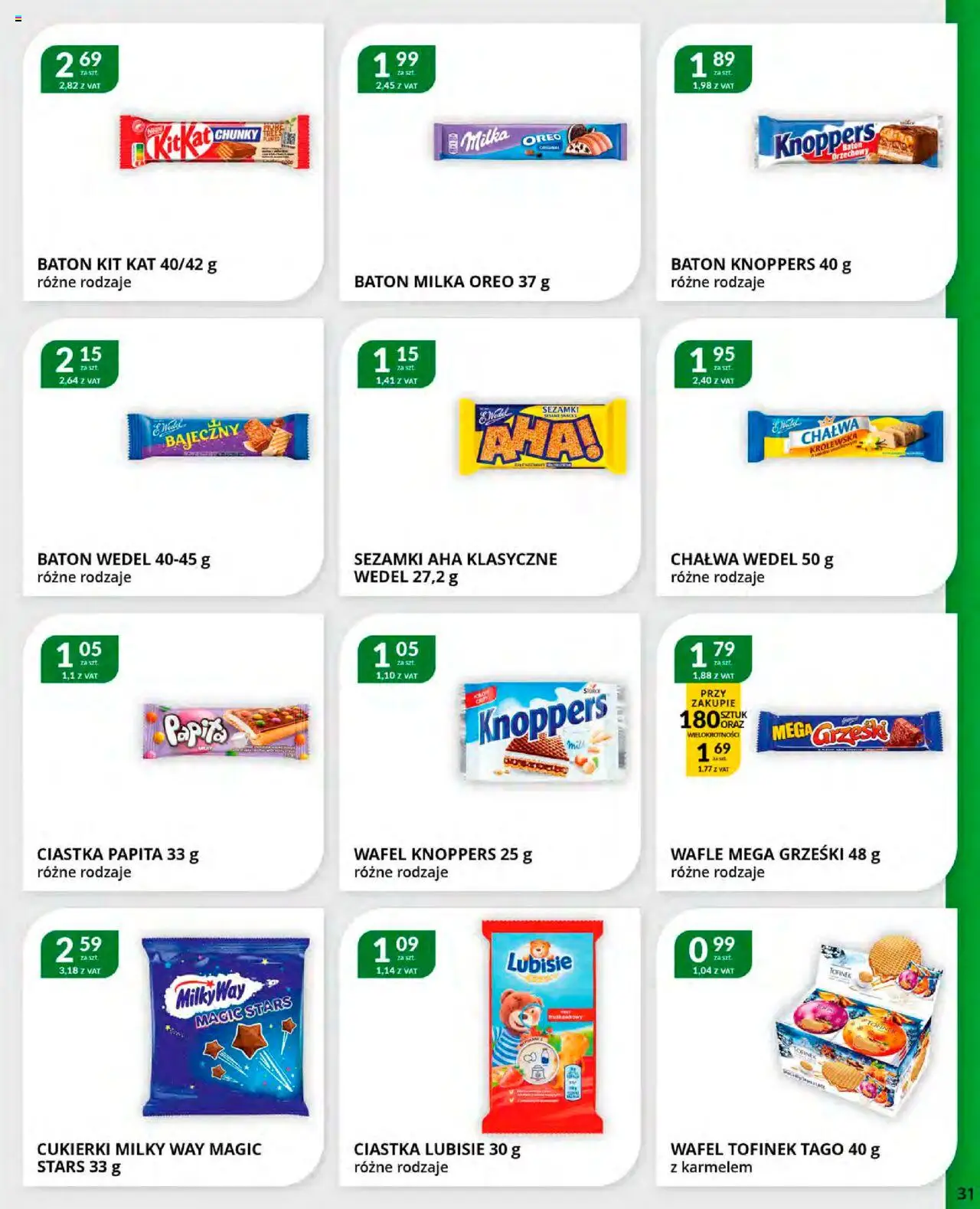 Eurocash Gazetka od 20.10.2025 | Strona: 31 | Produkty: Knoppers, Wafle, Milka, Ciastka