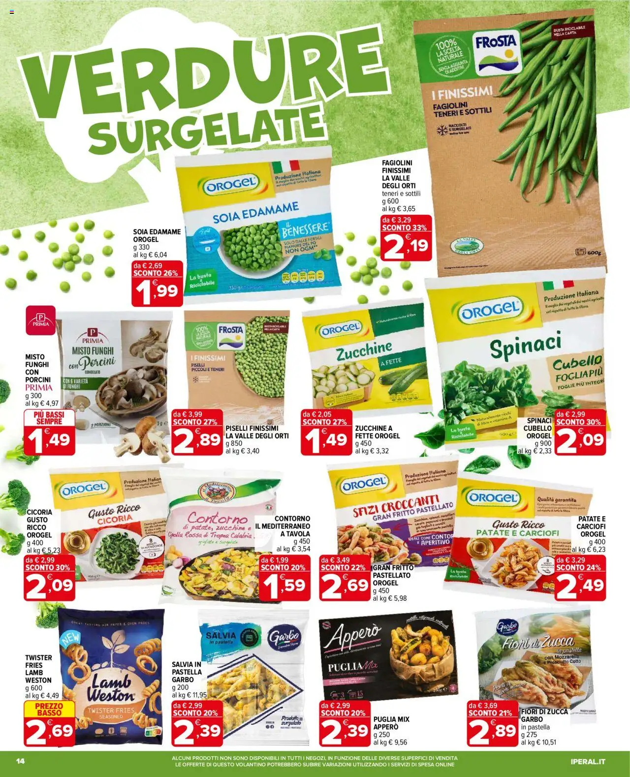 Volantino Iperal del 15.10.2025 | Pagina: 14 | Prodotti: Patate, Spinaci, Piselli, Broccoli