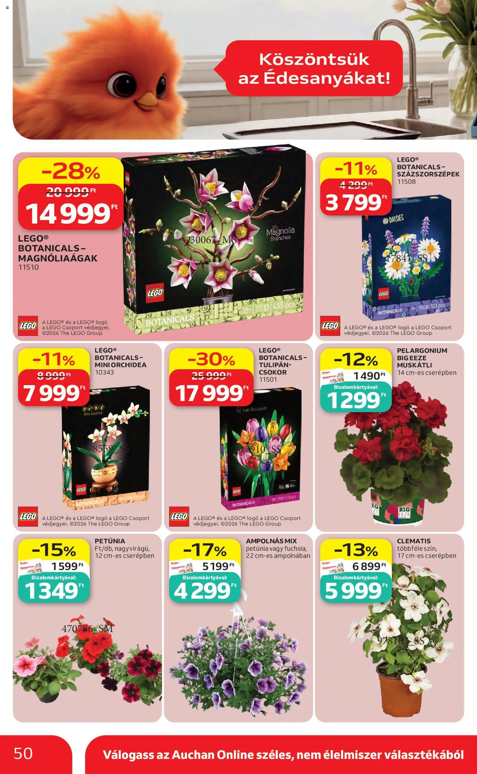 Auchan akciós ujság - amely érvényes a következő dátumtól: 30.04.2026 | Oldal: 50 | Termékek: Orchidea, Tulipán