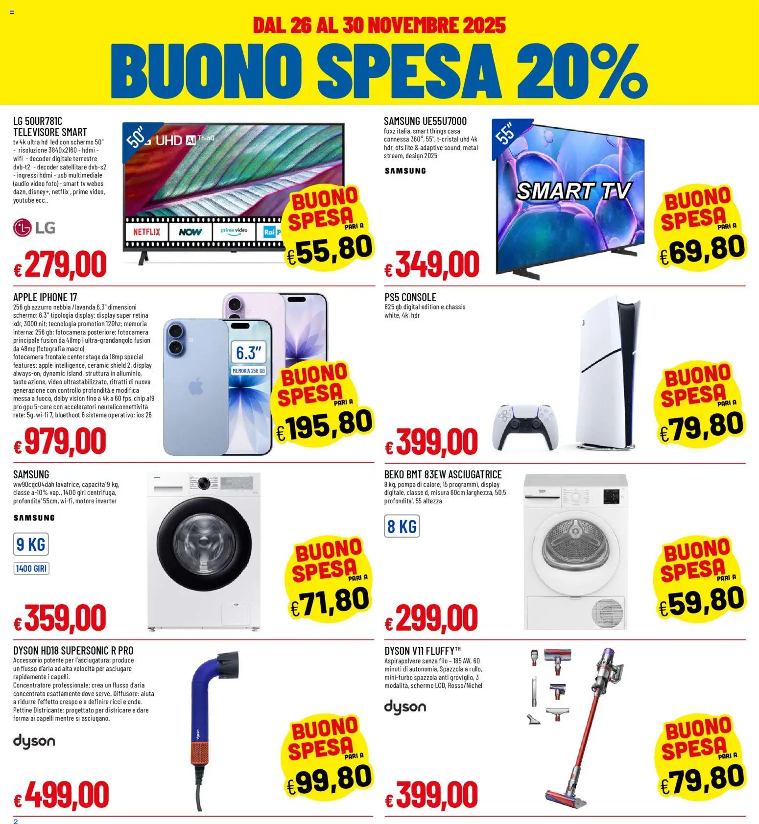 Volantino Galassia del 26.11.2025 | Pagina: 2 | Prodotti: Schermo, Iphone, Decoder, Video