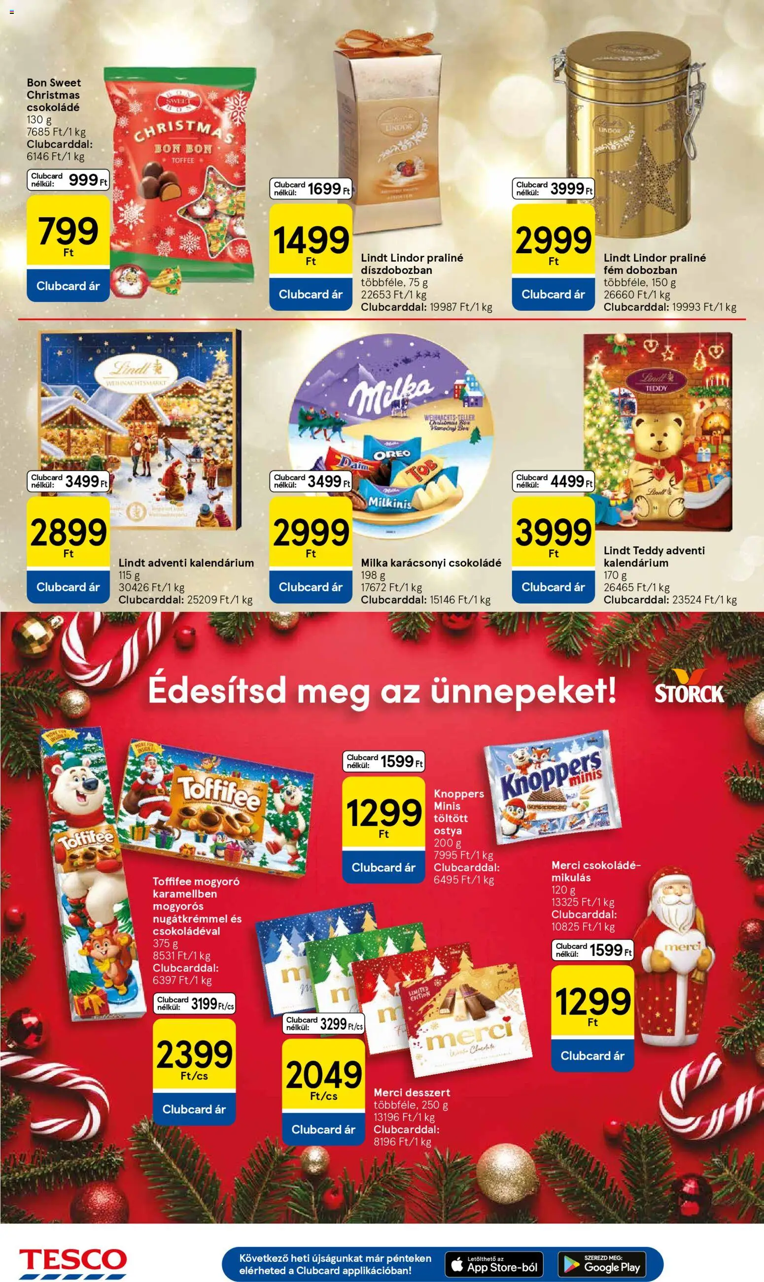 Tesco akciós ujság - amely érvényes a következő dátumtól: 20.11.2025 | Oldal: 22 | Termékek: Mogyoró, Praliné, Toffifee, Csokoládé