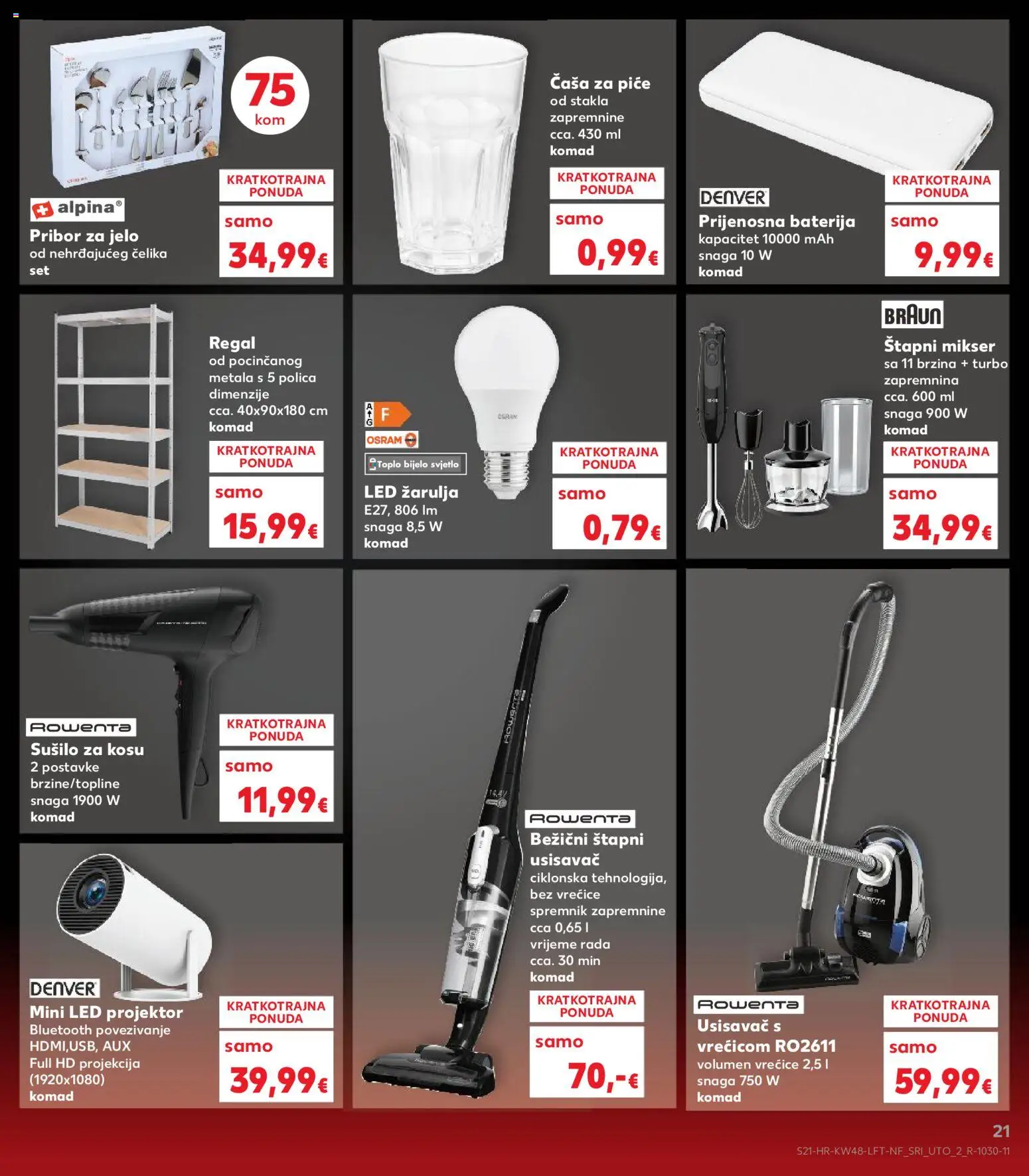 Kaufland katalog | vrijedi od 26.11.2025 | Stranica: 21 | Proizvodi: Usisavač, Štapni mikser, Baterija, Regal