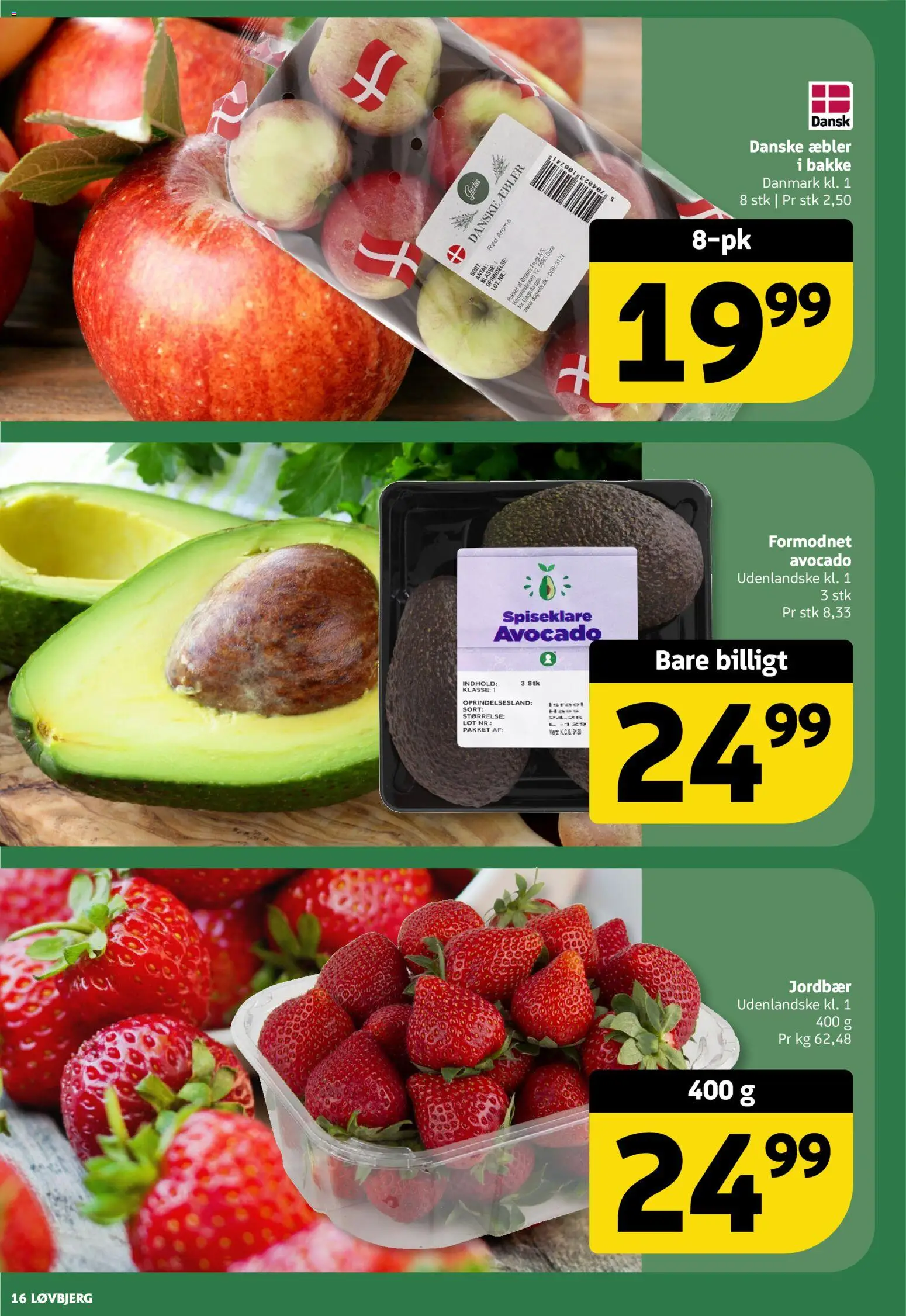 Løvbjerg tilbudsavis – gyldig fra 13.02.2026 | Side: 16 | Produkter: Æbler, Jordbær, Avocado