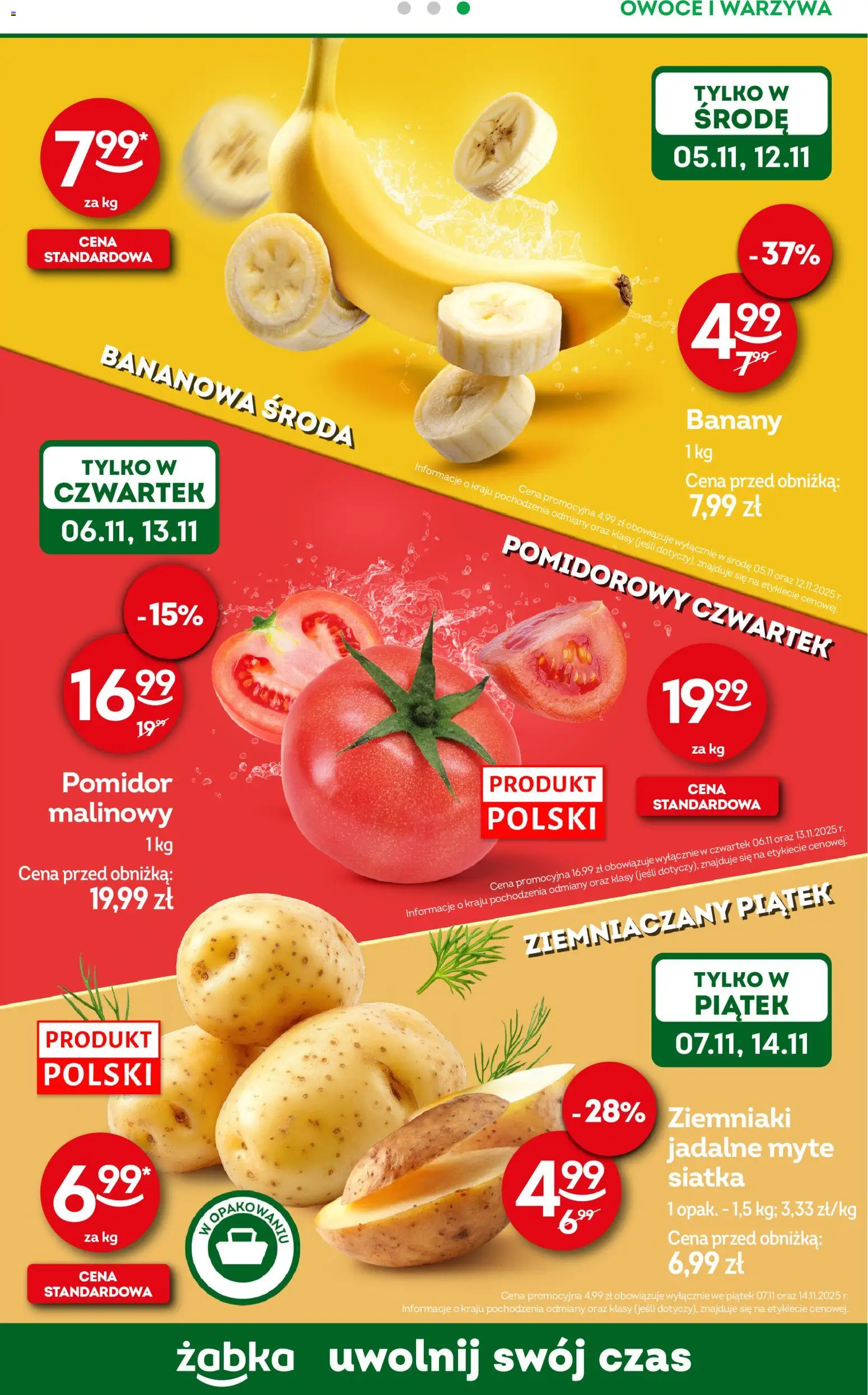 Żabka Gazetka - Codzienne produkty od 05.11.2025 | Strona: 11 | Produkty: Banany, Ziemniaki, Warzywa, Owoce