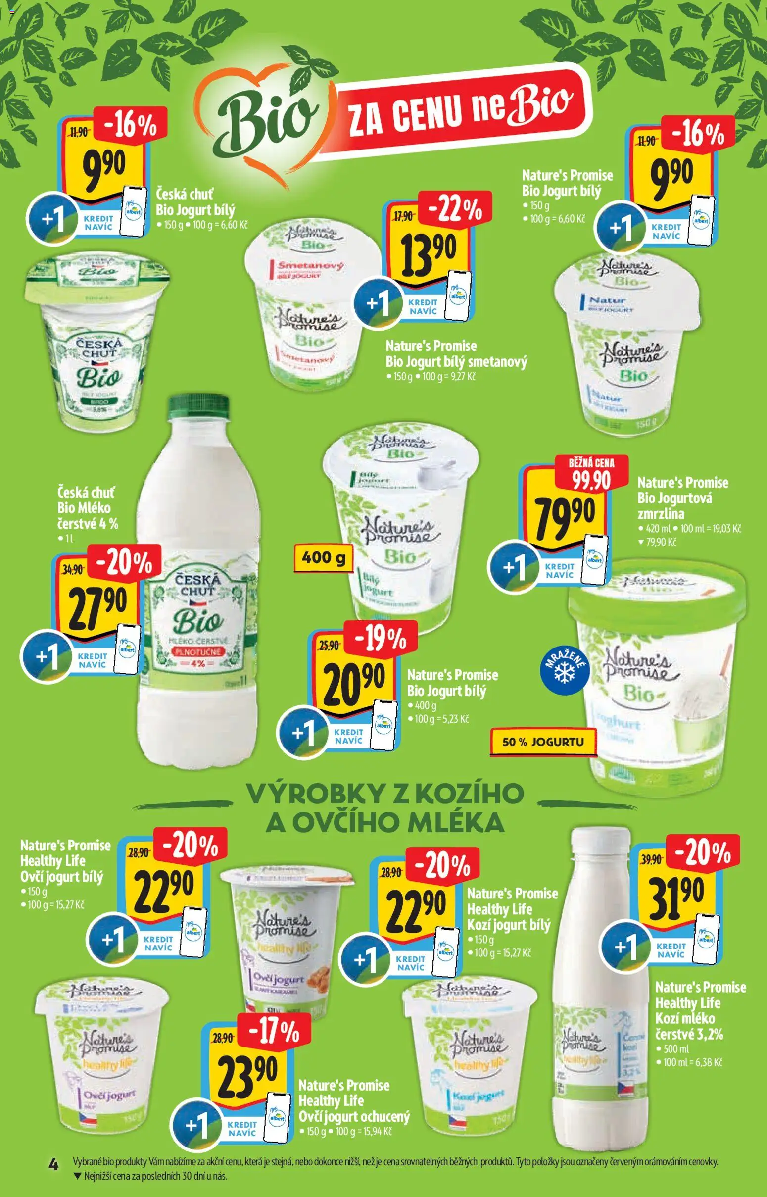 Albert katalog - Supermarket od 14.01.2026 | Strana: 4 | Produkty: Bio jogurt, Mléko, Kozí mléko, Zmrzlina