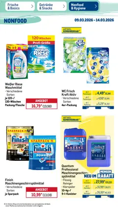 Metro Prospekt 	 ab 09.03.2026 gültig | Seite: 43 | Produkte: Finish, Wasser, Waschmittel, Wc frisch