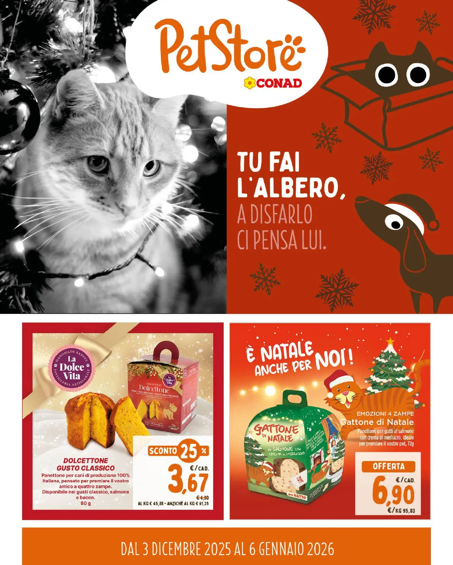 Volantino Conad del 03.12.2025 | Pagina: 1 | Prodotti: Crema, Salmone, Merluzzo, Panettone
