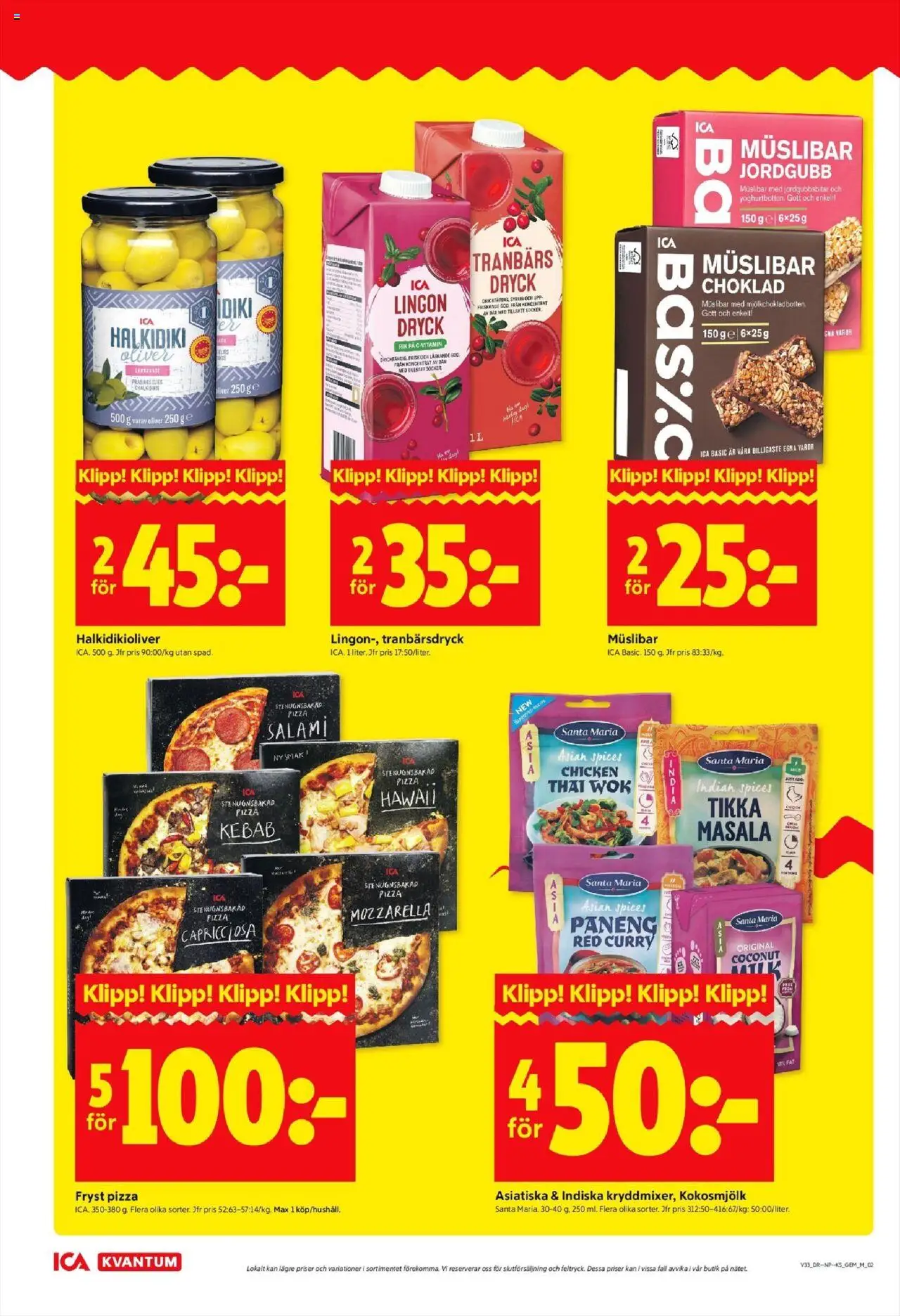 ICA Kvantum reklamblad aktuell från 11.08.2025 | Sida: 2 | Produkter: Oliver, Choklad, Salami, Pizza