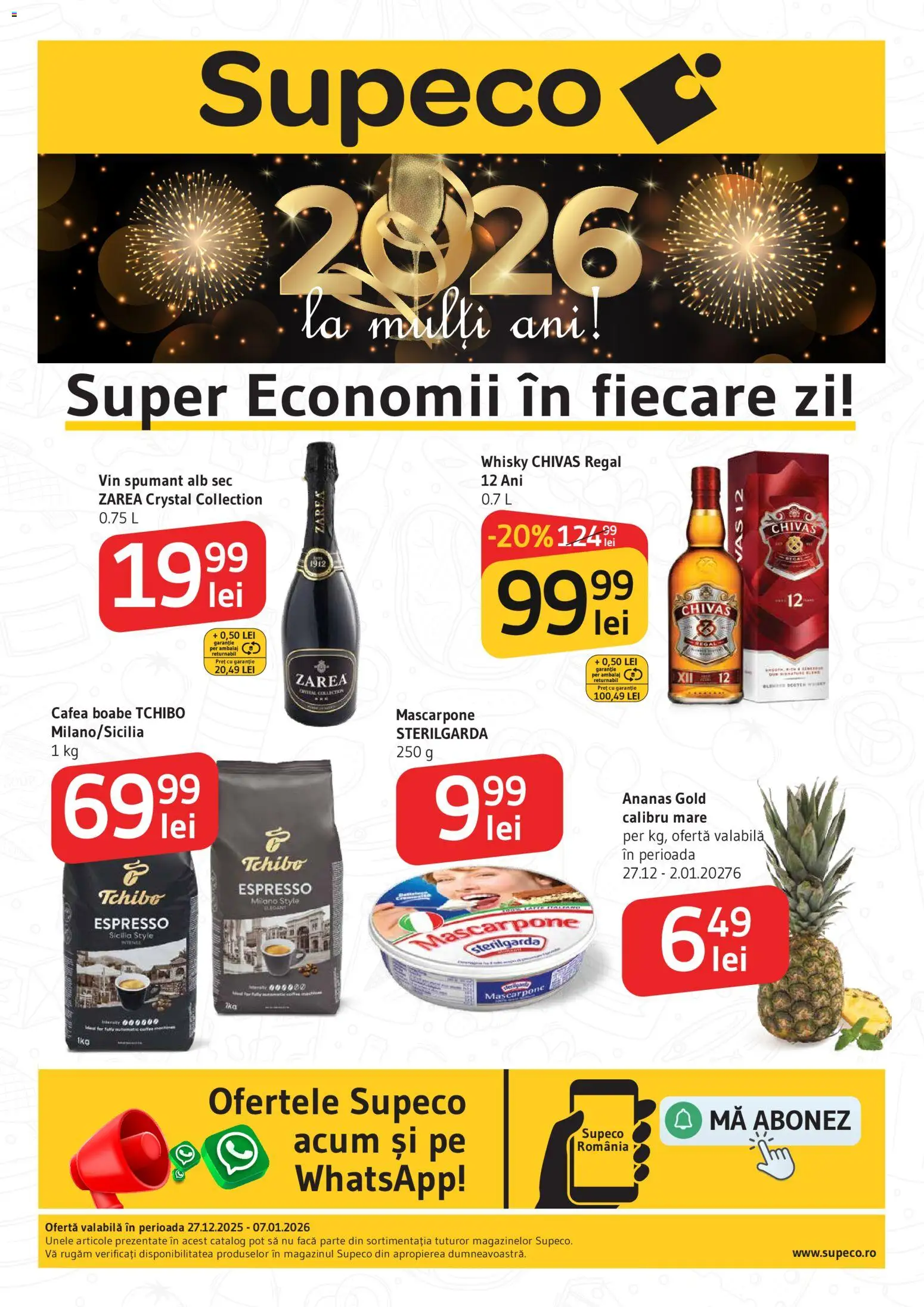Noul catalog Supeco – valabil de la 27.12.2025 | Pagină: 1 | Produse: Delgeç, Cafea, Vin, Ananas