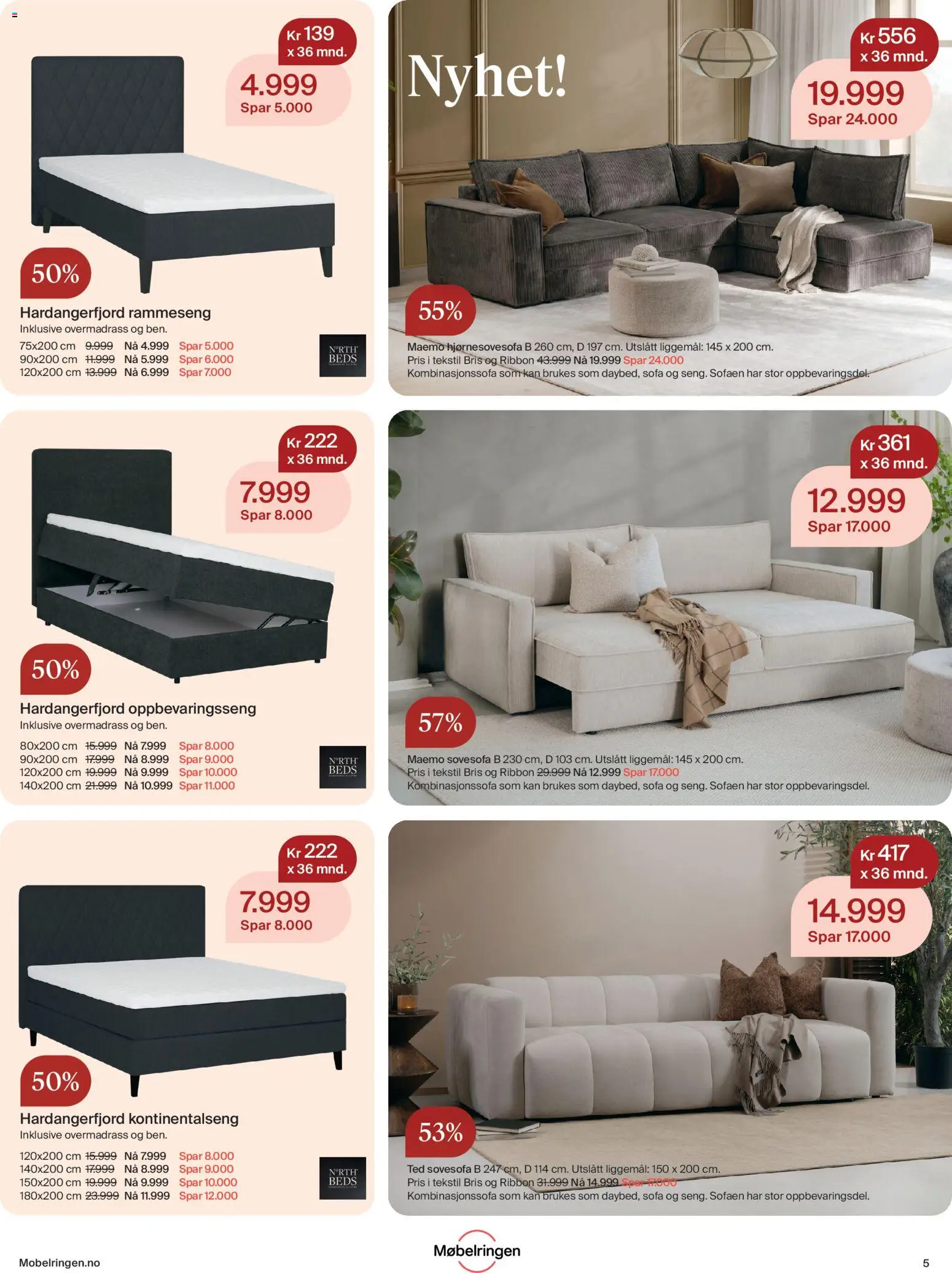 {H1} | Side: 5 | Produkter: Overmadrass, Sovesofa, Kontinentalseng, Sofa