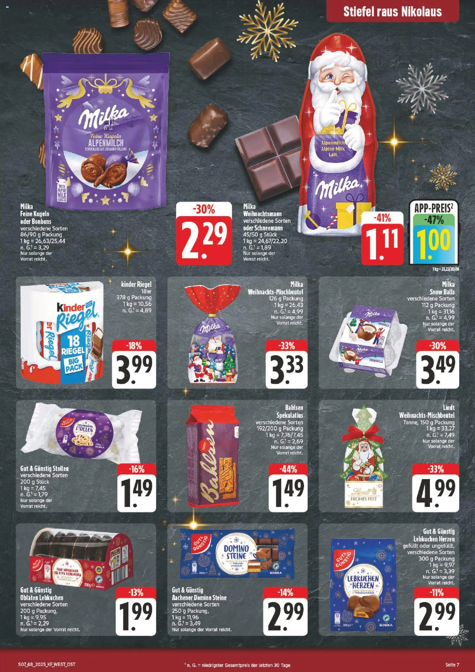 nah & gut - Black Friday – gültig ab 24.11.2025 | Seite: 7 | Produkte: Milka, Kinder riegel, Stiefel, Lindt