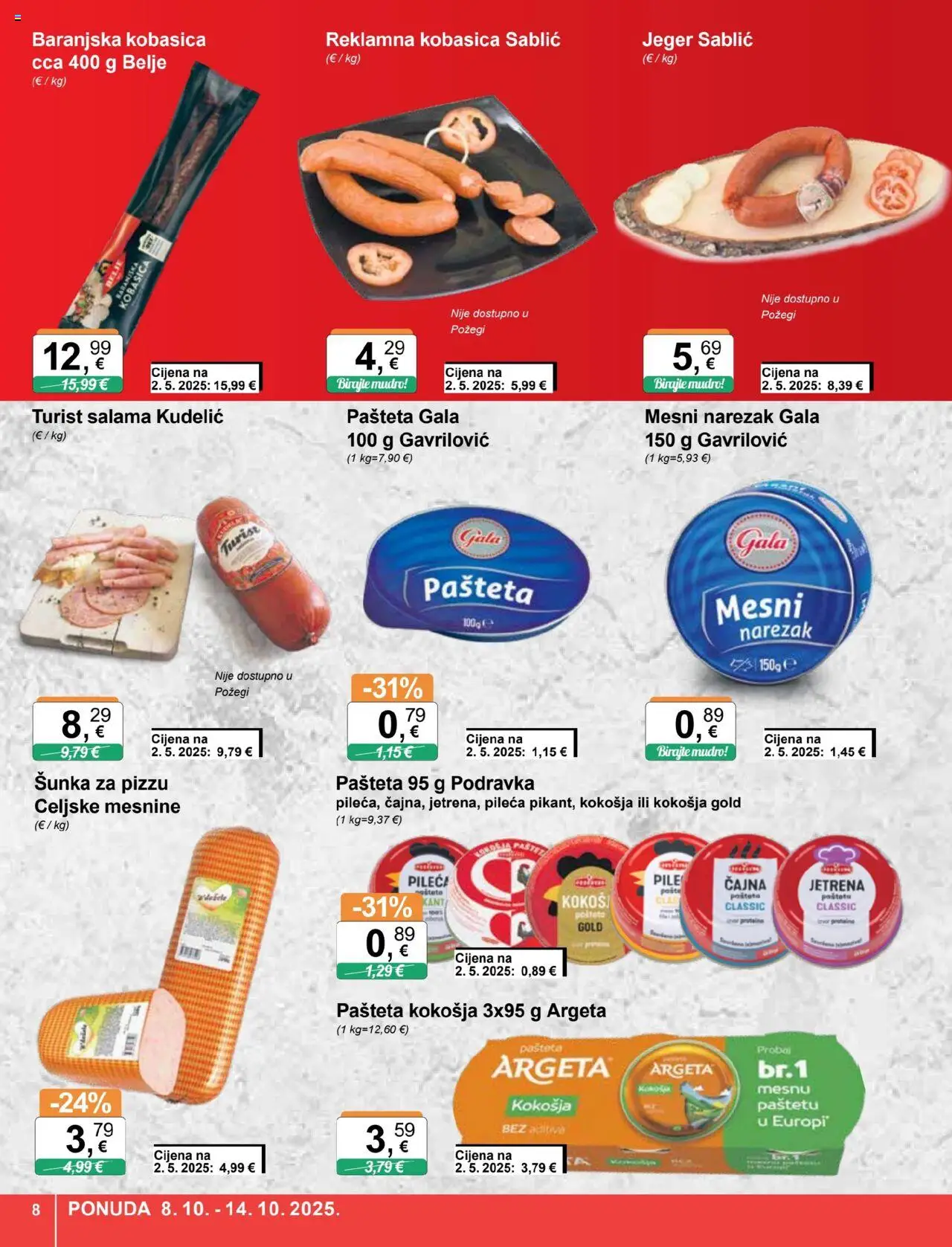 KTC katalog | vrijedi od 08.10.2025 | Stranica: 8 | Proizvodi: Salama, Šunka, Narezak, Pašteta
