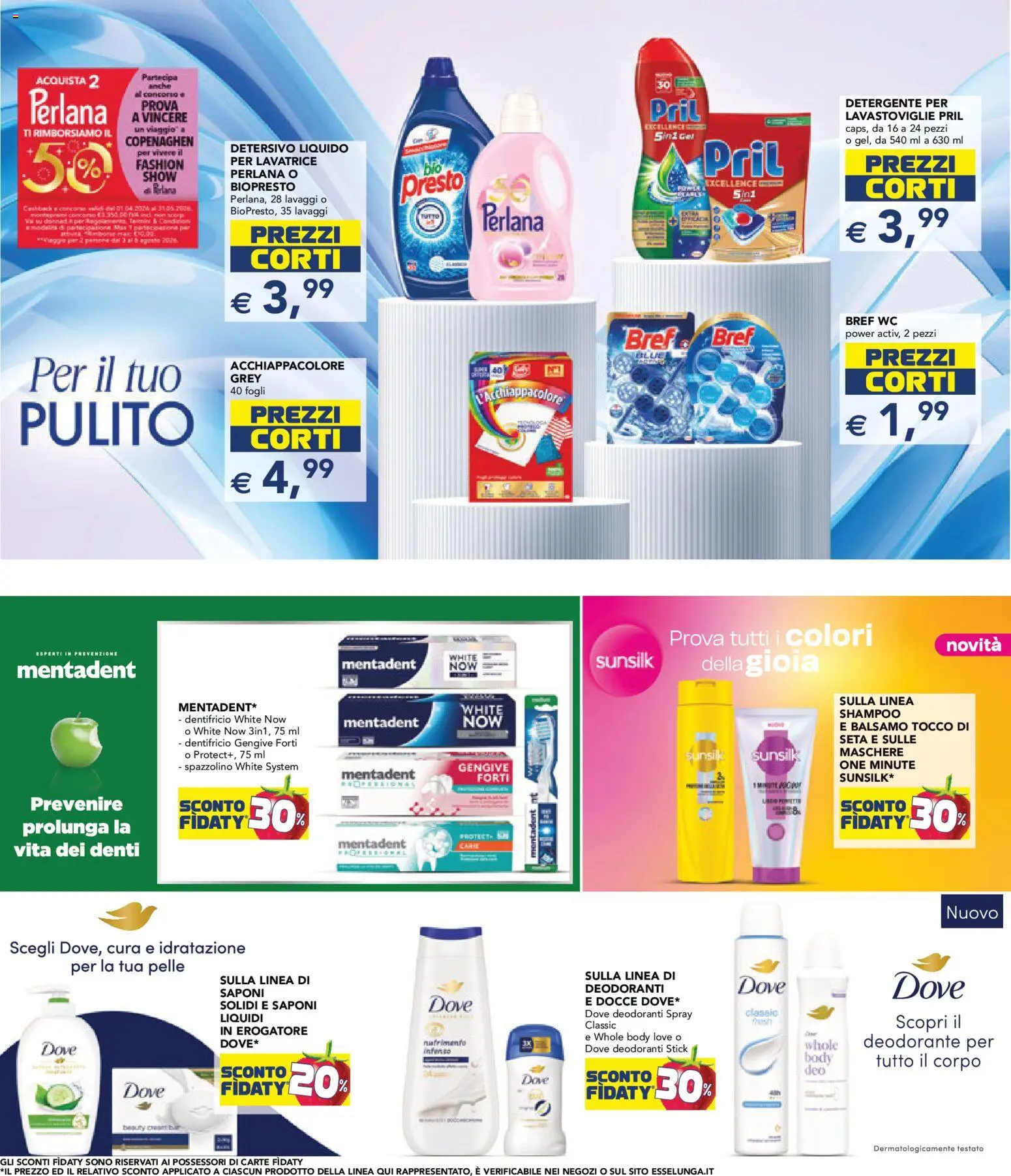 Volantino Esselunga S del 23.04.2026 | Pagina: 23 | Prodotti: Shampoo, Deodorante, Dentifricio, Detergente