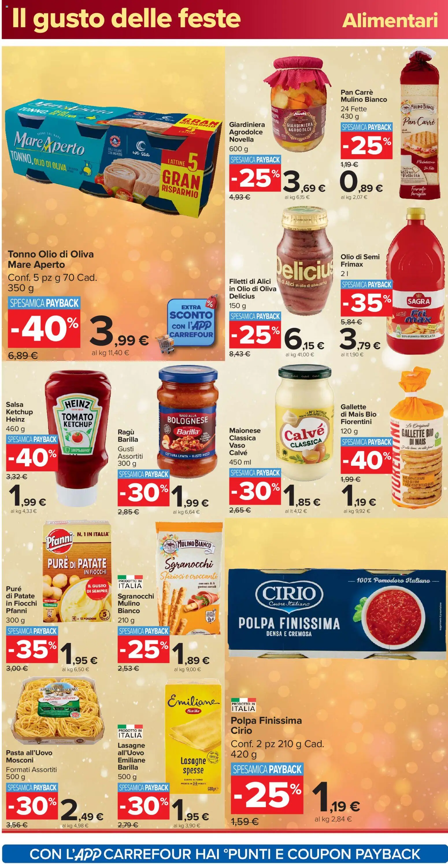 Volantino Carrefour del 16.12.2025 | Pagina: 24 | Prodotti: Tagliatelle, Salsa, Pasta, Alici