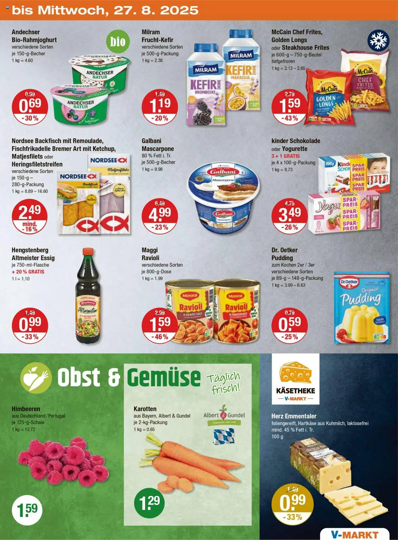 V-Markt - /Oberpfalz - gültig ab dem 21.08.2025 | Seite: 19 | Produkte: Kinder schokolade, Yogurette, Schokolade, Essig