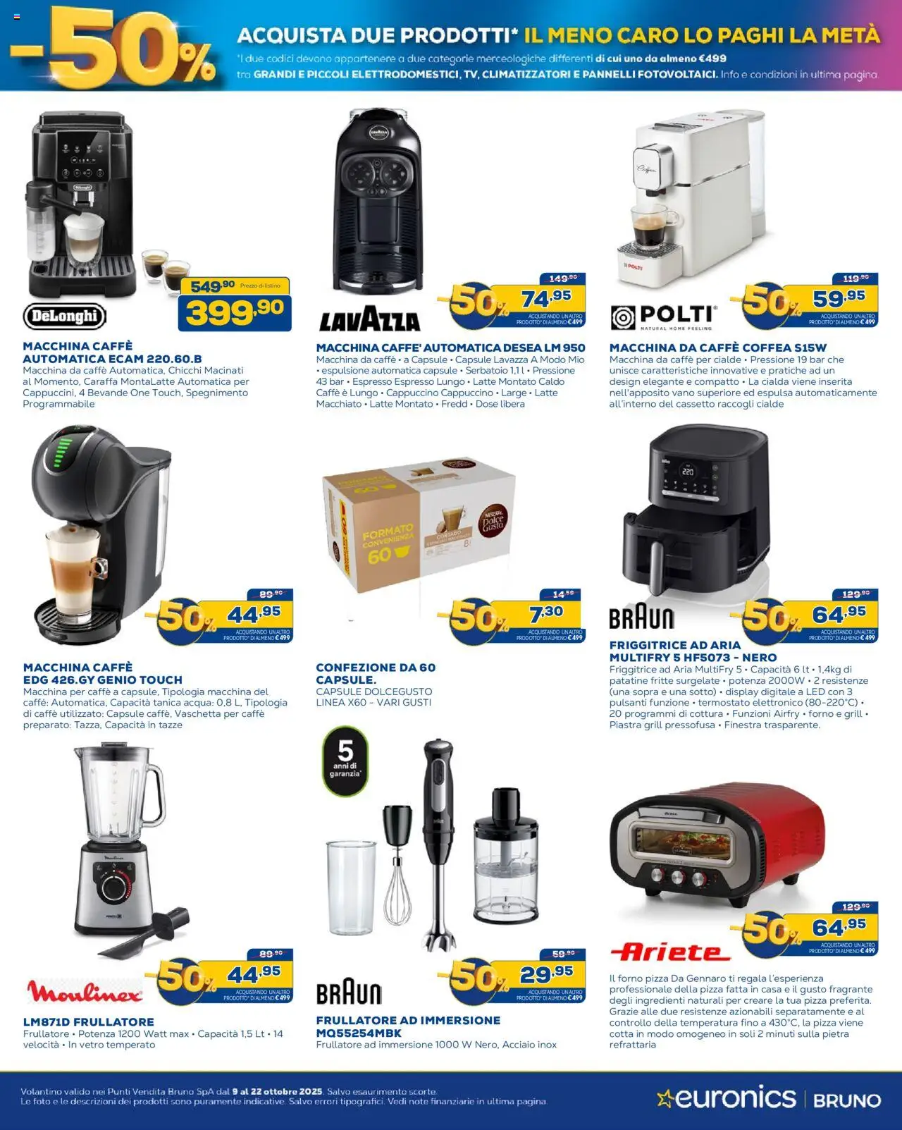 Volantino Euronics del 09.10.2025 | Pagina: 27 | Prodotti: Caraffa, Friggitrice ad aria, Frullatore, Friggitrice
