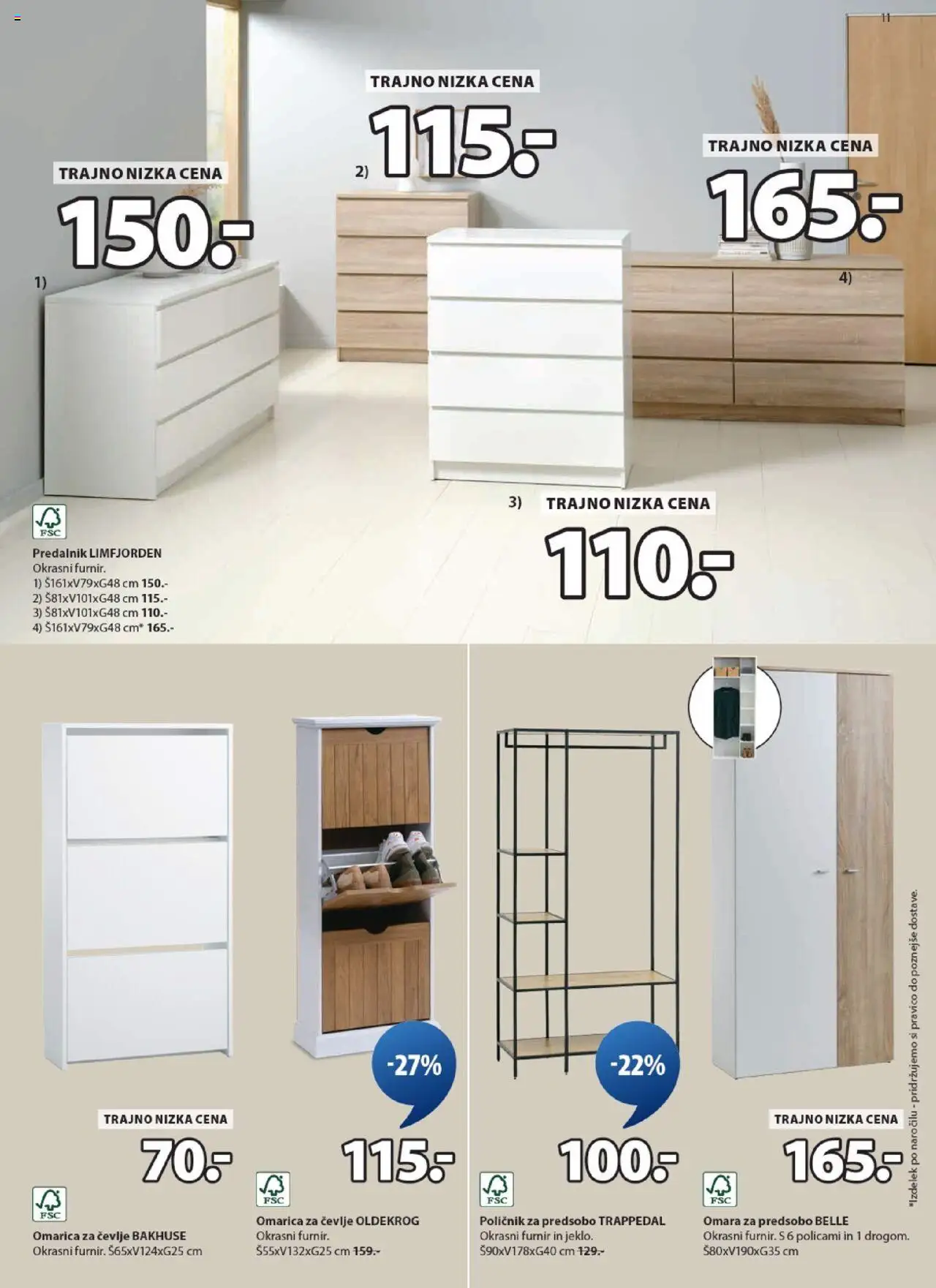 Novi JYSK katalog ponudbe – veljaven od 03.09.2025 | Stran: 11 | Izdelki: Poličnik, Furnir, Predalnik, Omara