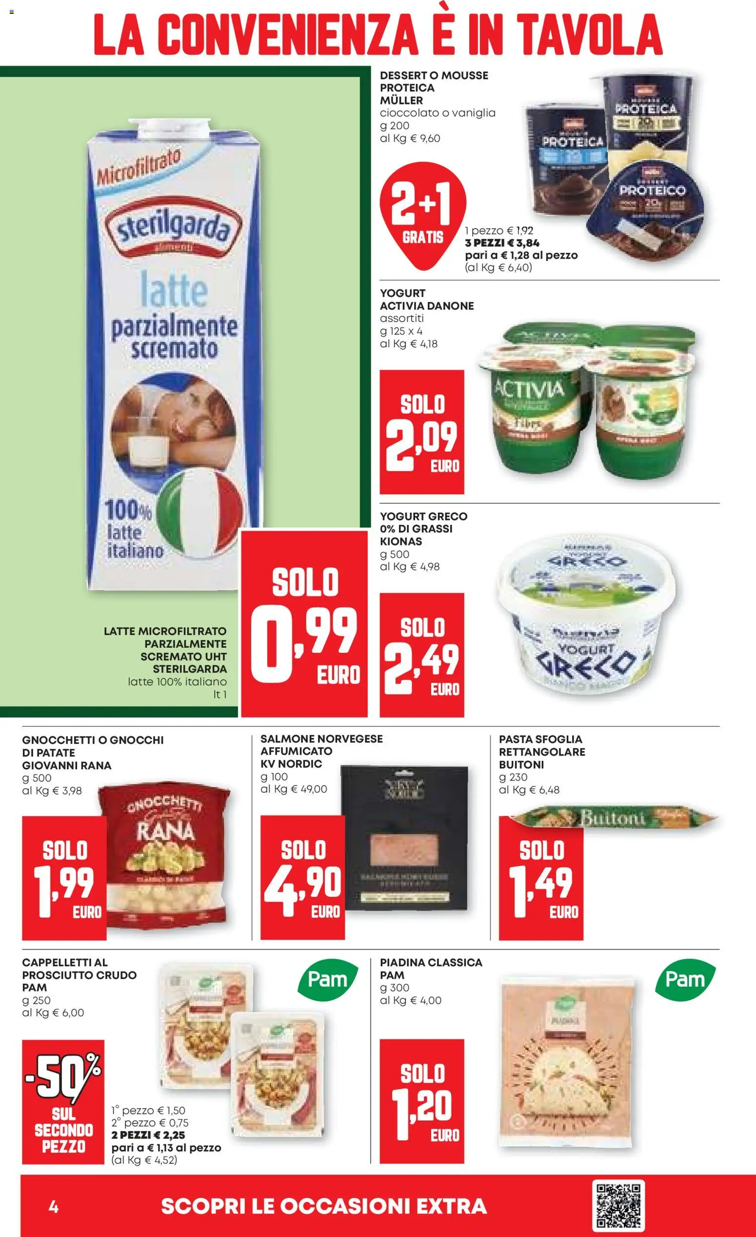 Volantino PAM del 12.02.2026 | Pagina: 4 | Prodotti: Prosciutto Crudo, Salmone, Piadina, Gnocchetti