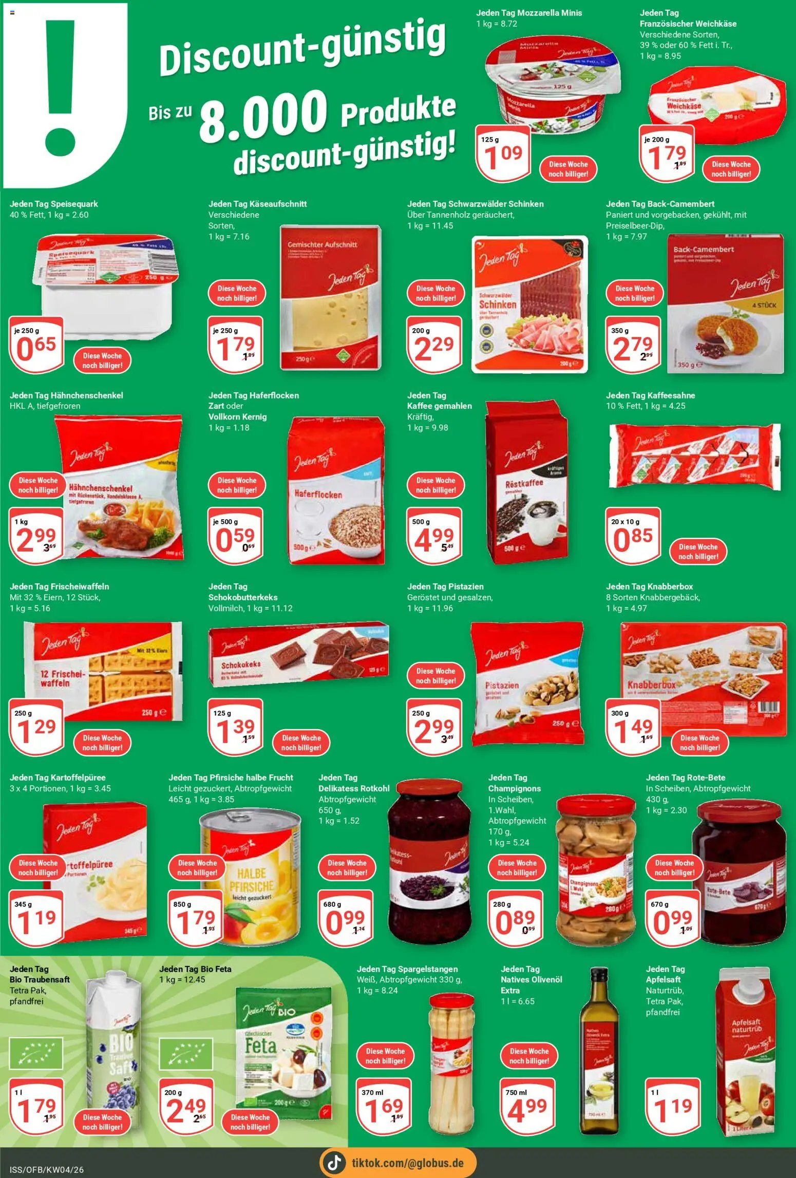 Globus Prospekt 	 – gültig ab 19.01.2026 | Seite: 15 | Produkte: Hahnchenschenkel, Rotkohl, Olivenol, Speisequark