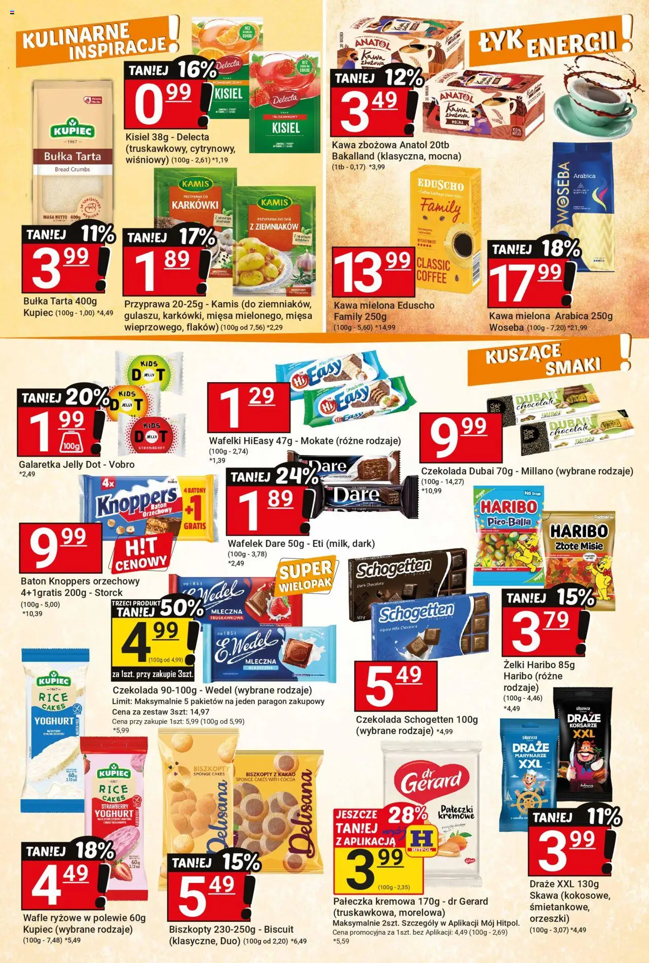 Hitpol Gazetka od 22.08.2025 | Strona: 6 | Produkty: Żelki haribo, Wafle ryżowe, Baton, Kawa