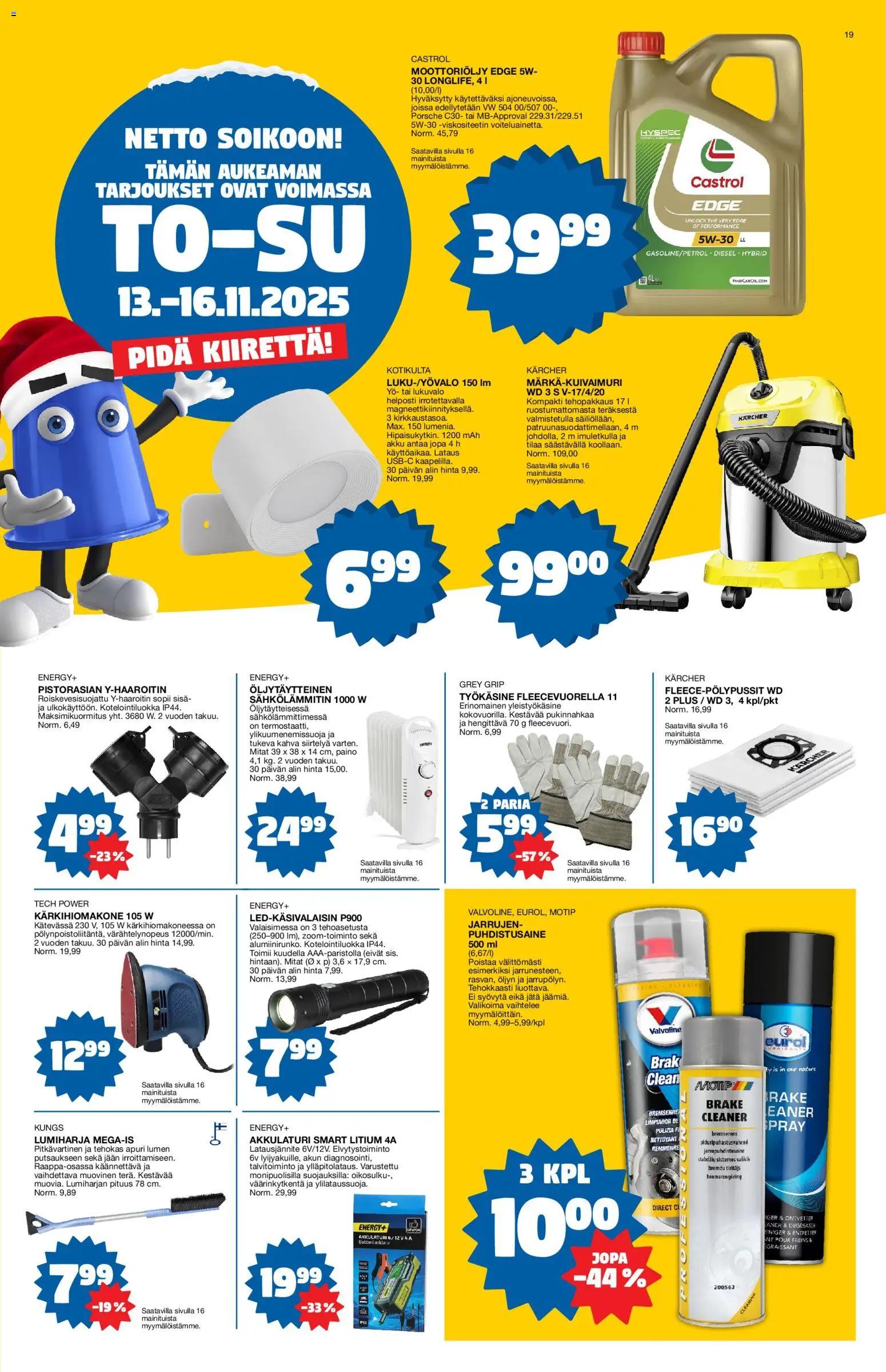 Tokmanni - Black Friday – voimassa 10.11.2025 alkaen | Sivu: 19 | Tuotteet: Lukuvalo, Moottoriöljy, Akku, Puhdistusaine