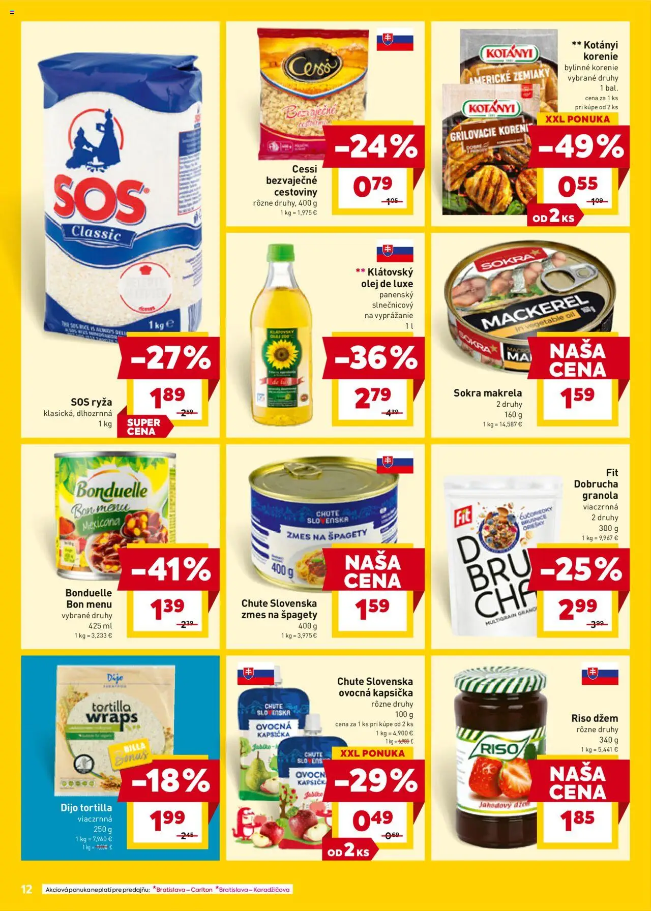 Nové Billa akcie – leták je platný od 08.10.2025 | Strana: 12 | Produkty: Olej, Tortilla, Korenie, Zemiaky