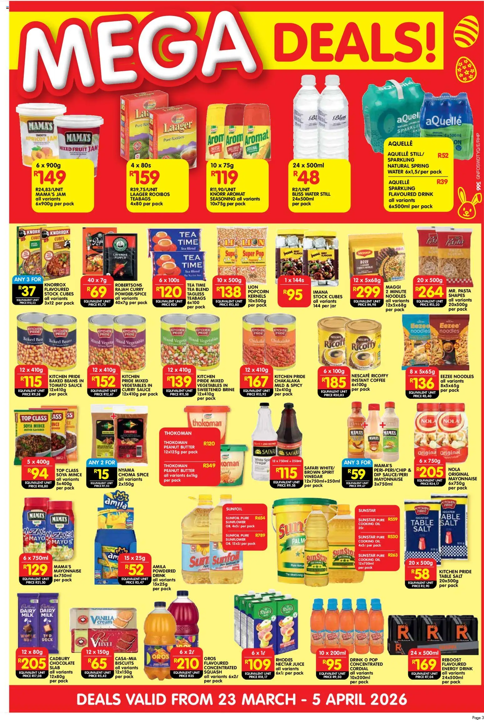 New Shoprite catalogue – valid from 23.03.2026 | Page: 3 | Products: Jam, Milk, Peanut butter, Estuche organizador de viaje