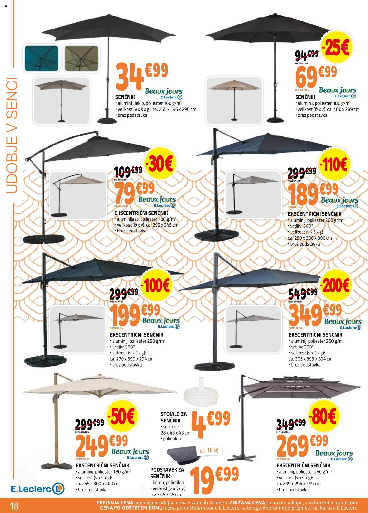 Novi E.leclerc katalog ponudbe – veljaven od 08.04.2026 | Stran: 18 | Izdelki: Senčnik