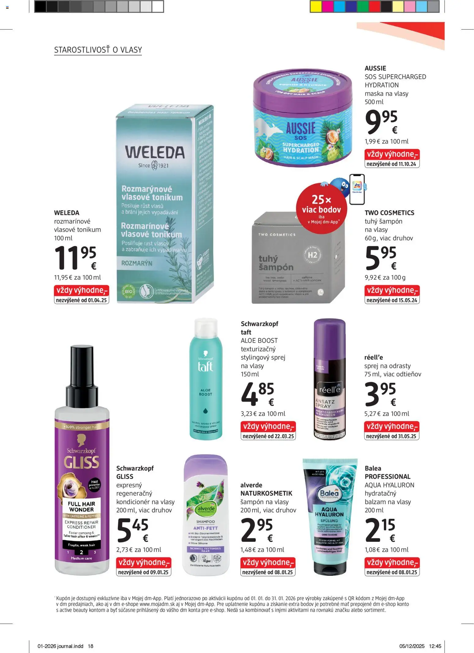 Nové dm drogerie akcie – leták je platný od 01.01.2026 | Strana: 18 | Produkty: Šampón, Kondicionér, Maska na vlasy, Maska