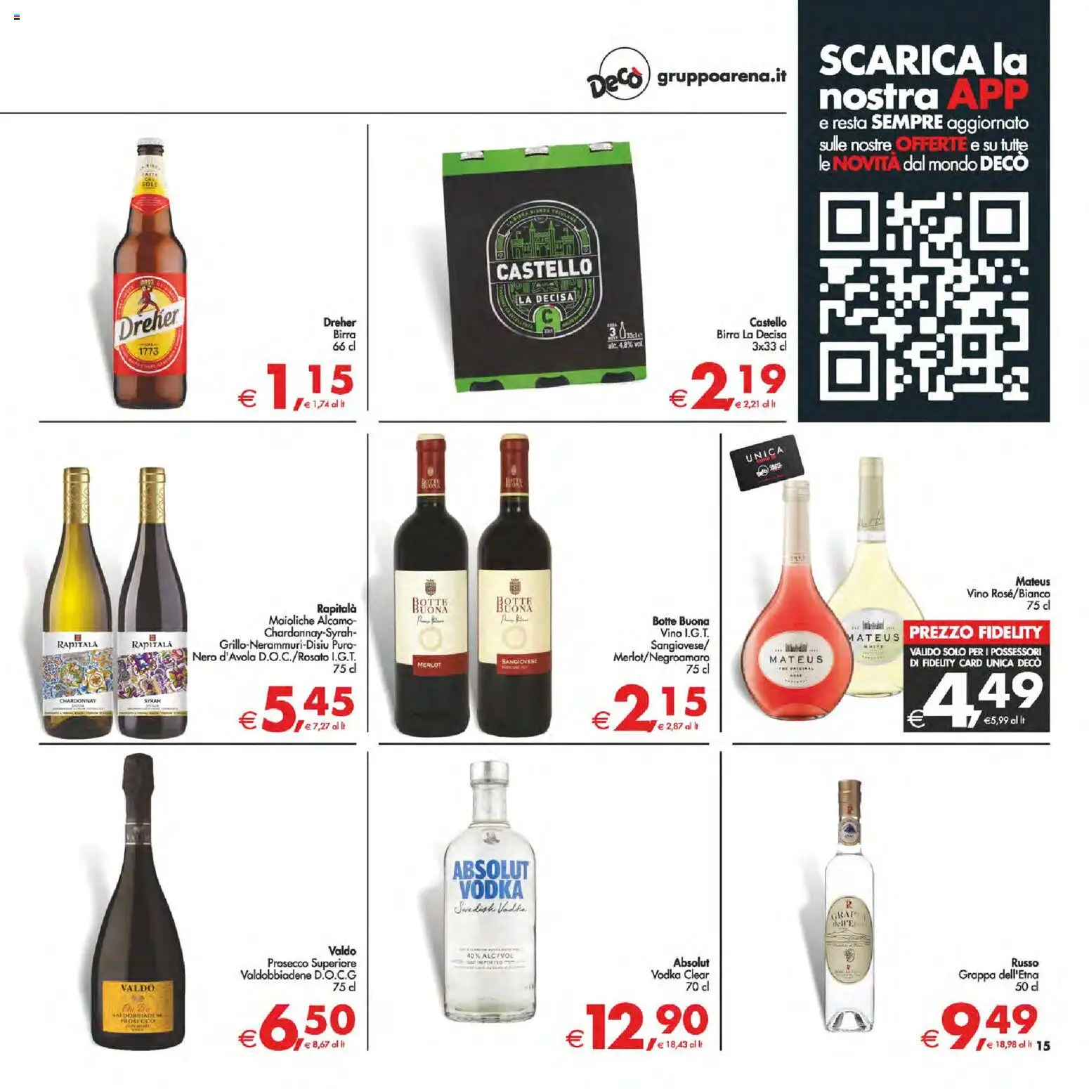 Volantino Decò del 14.11.2025 | Pagina: 15 | Prodotti: Vodka, Prosecco, Vino, Grappa
