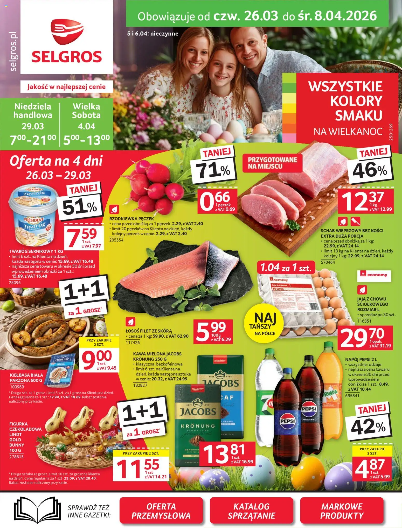 Selgros cash&carry gazetka od 26.03.2026 | Strona: 1 | Produkty: Czekoladowa, Schab wieprzowy, Łosoś, Jaja
