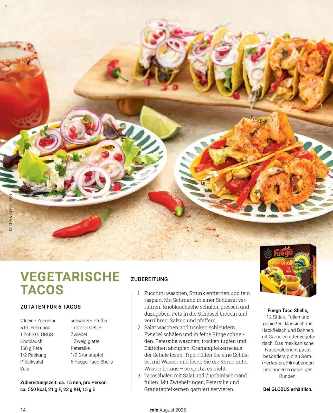 Globus - mio August 2025 - gültig ab dem 01.08.2025 | Seite: 14 | Produkte: Granatapfel, Zucchini, Salat, Hackfleisch