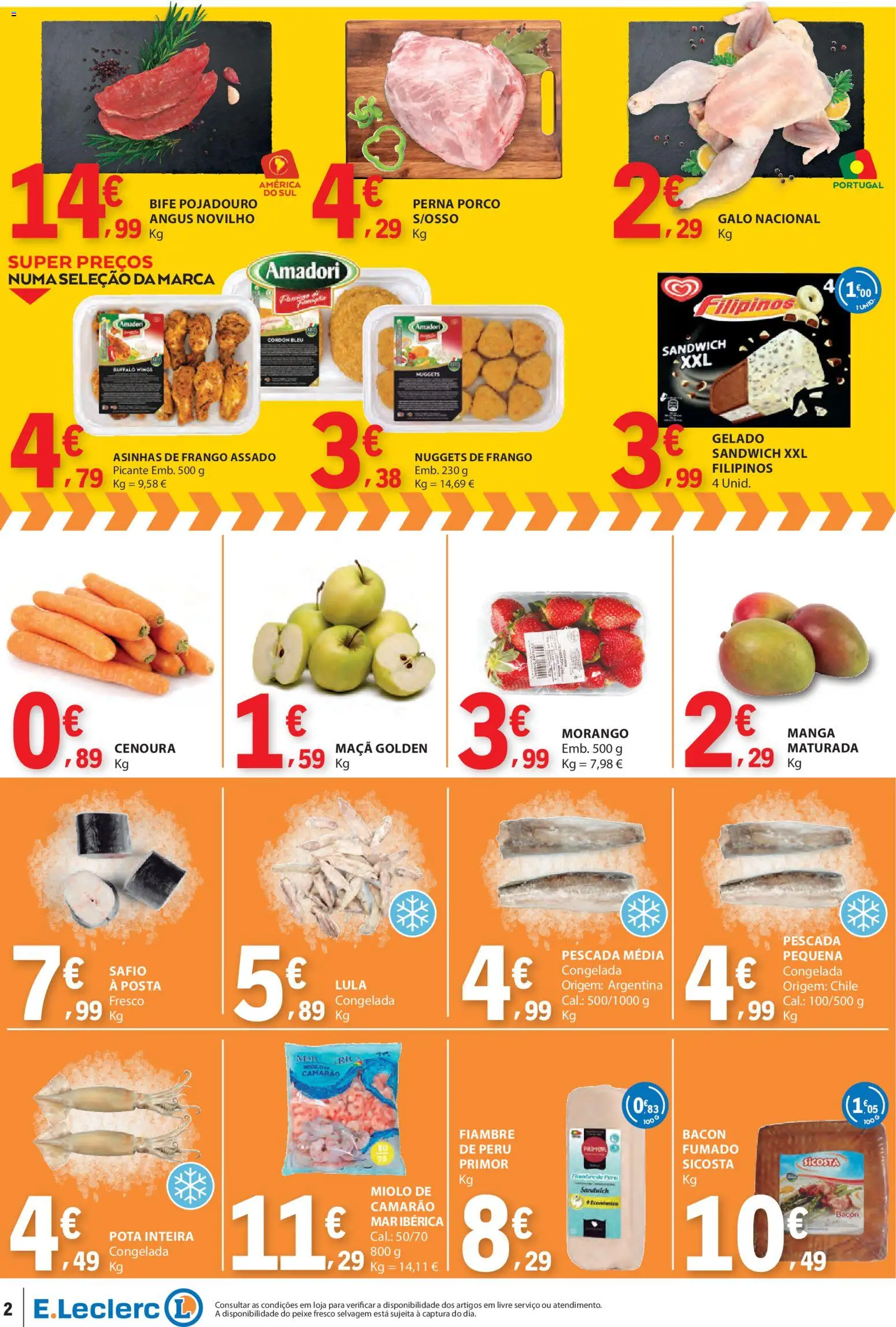 E.Leclerc folheto │ válido de 20.02.2026 | Página: 2 | Produtos: Filipinos, Frango, Maça, Peixe