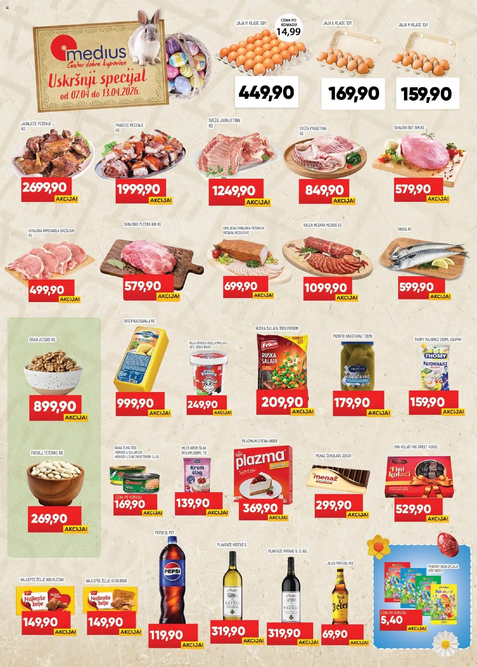 Medius katalog - važi od 07.04.2026 | Strana: 1 | Proizvode: Majonez, Vranac, Orah jezgro, Pepsi
