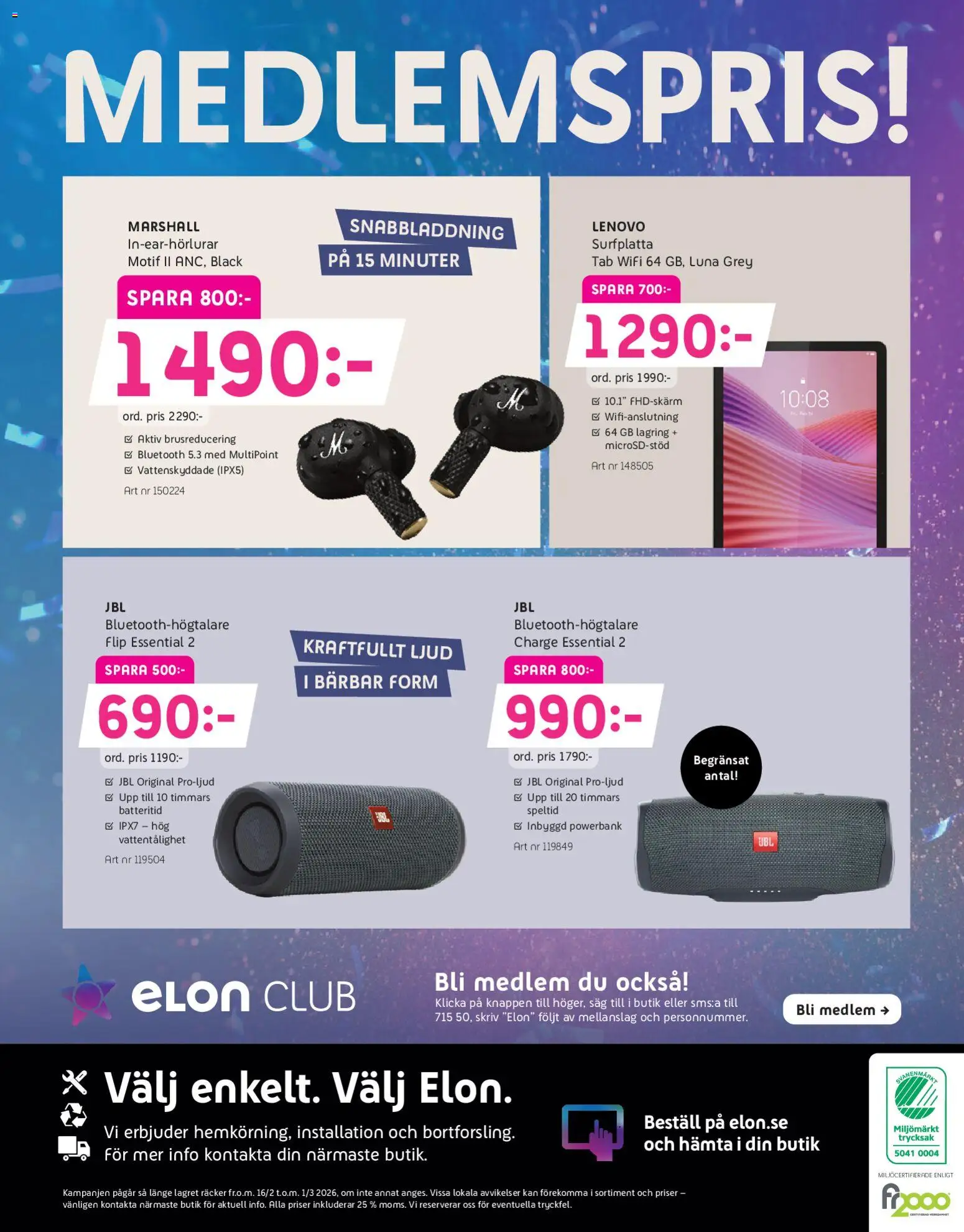Elon reklamblad aktuell från 09.02.2026 | Sida: 12 | Produkter: Såg, Powerbank, Wifi