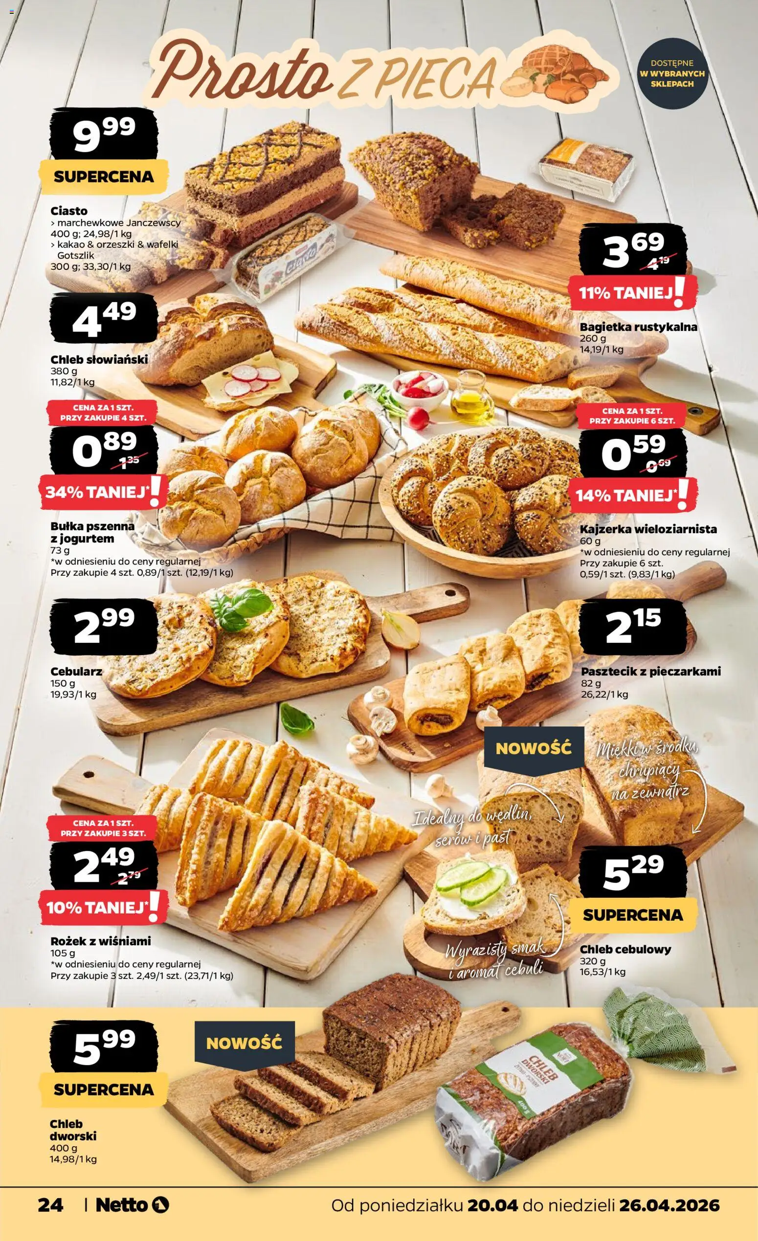 Netto gazetka od poniedziałku spożywcza od 20.04.2026 | Strona: 24 | Produkty: Bułka, Wafelki, Chleb, Bułka pszenna