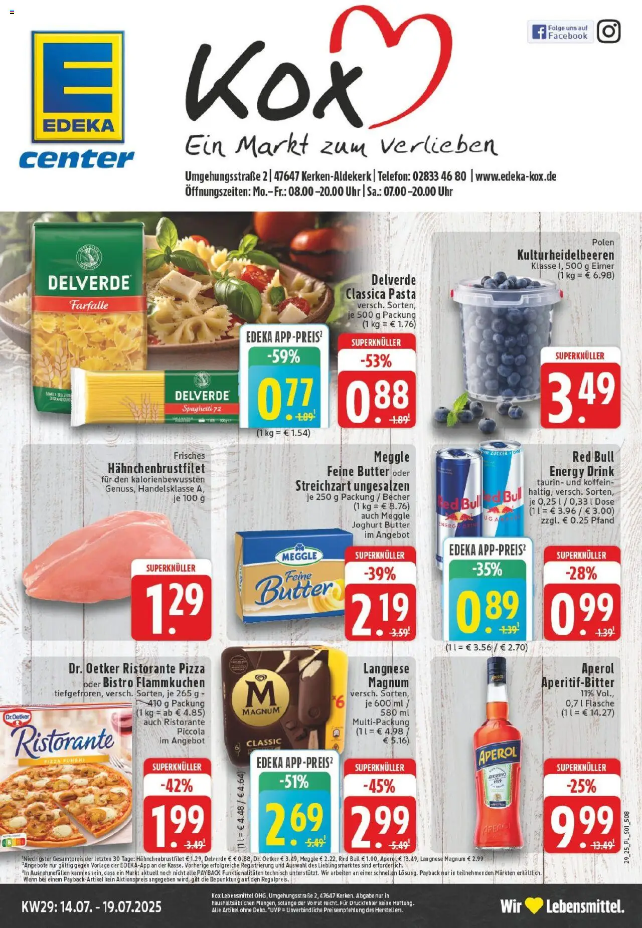 Edeka prospekt Kerken-Aldekerk	 - gültig ab dem 13.07.2025 | Seite: 1 | Produkte: Langnese, Pasta, Aperol, Uhr