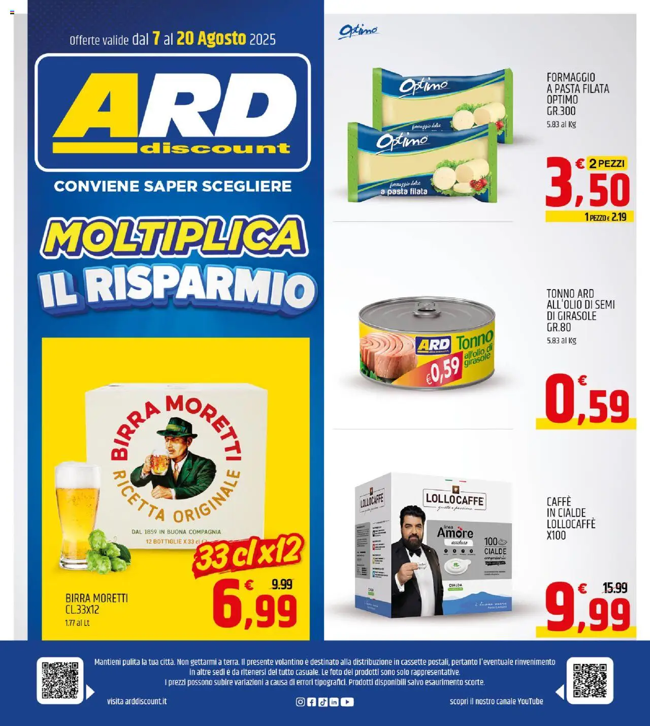 Volantino ARD Discount del 07.08.2025 | Pagina: 32 | Prodotti: Birra, Formaggio, Pasta, Tonno