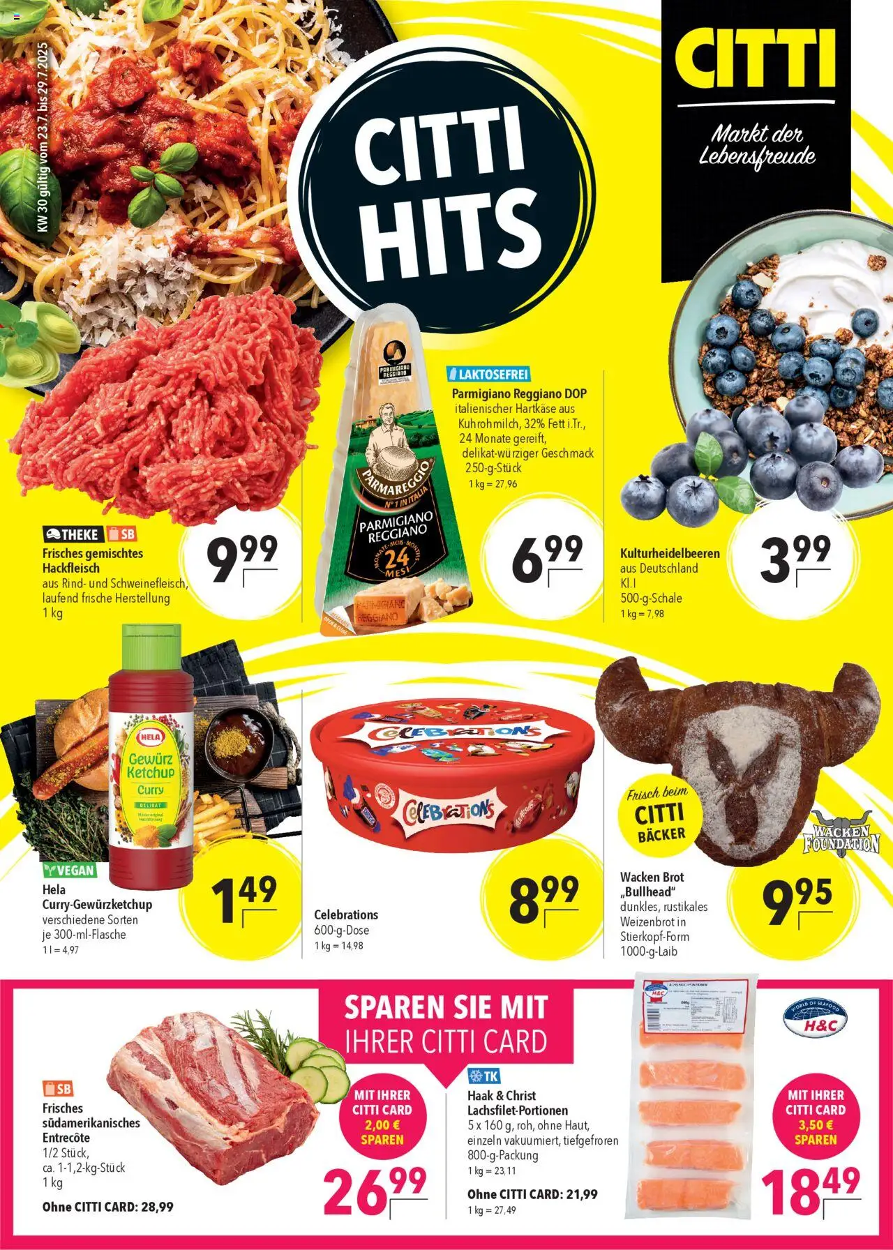 CITTI Markt Prospekt 	 - gültig ab dem 23.07.2025 | Seite: 1 | Produkte: Entrecote, Foundation, Ketchup, Hackfleisch