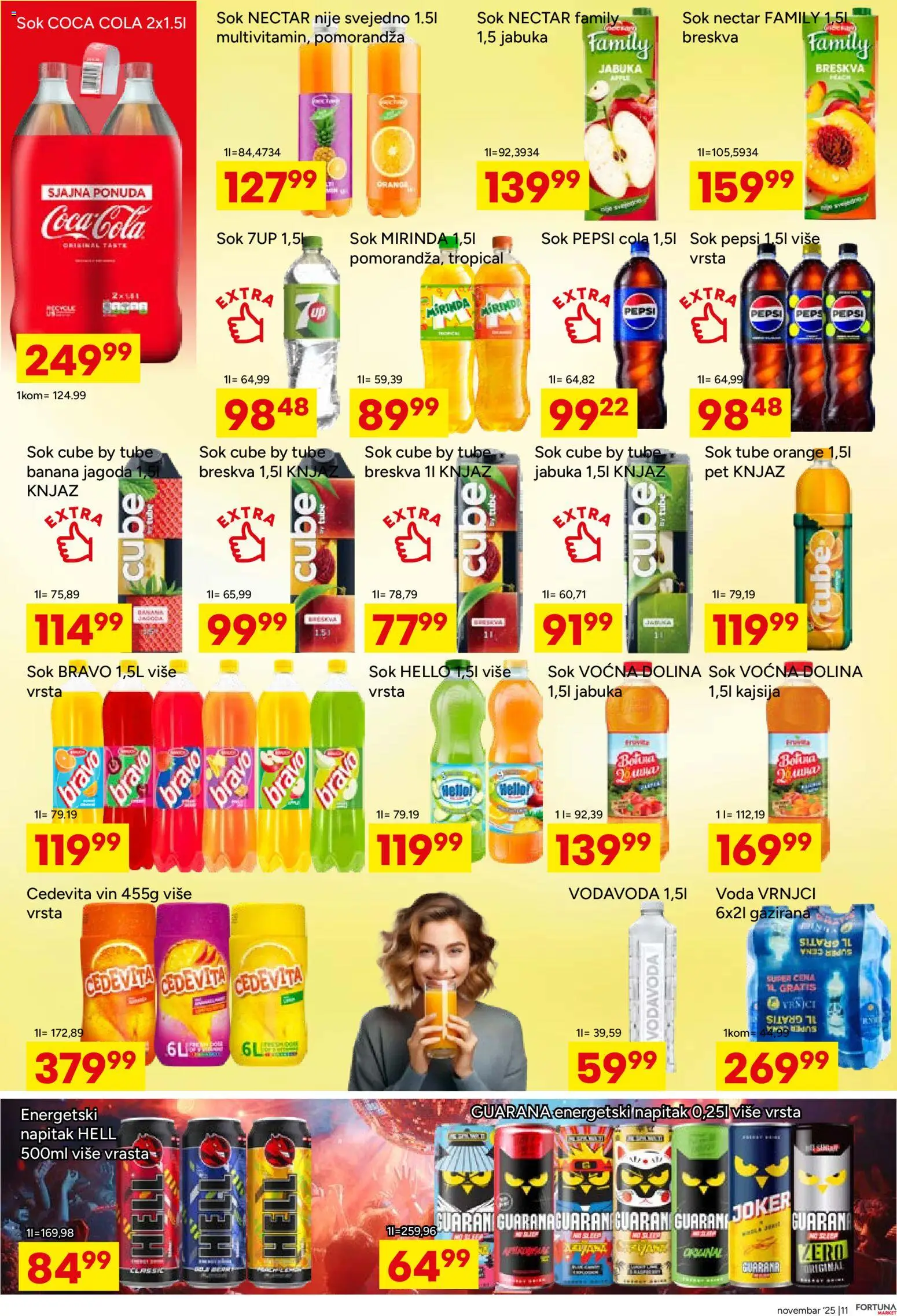 Fortuna Market katalog - važi od 12.12.2025 | Strana: 11 | Proizvode: Coca Cola, Hell, Pomorandza, Pepsi