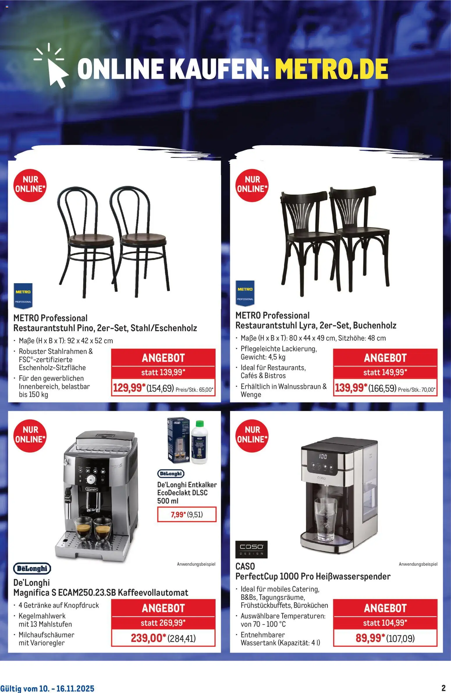 Metro  Online: Wochen-Angebote – gültig ab 10.11.2025 | Seite: 2 | Produkte: Gewicht, Kaffeevollautomat