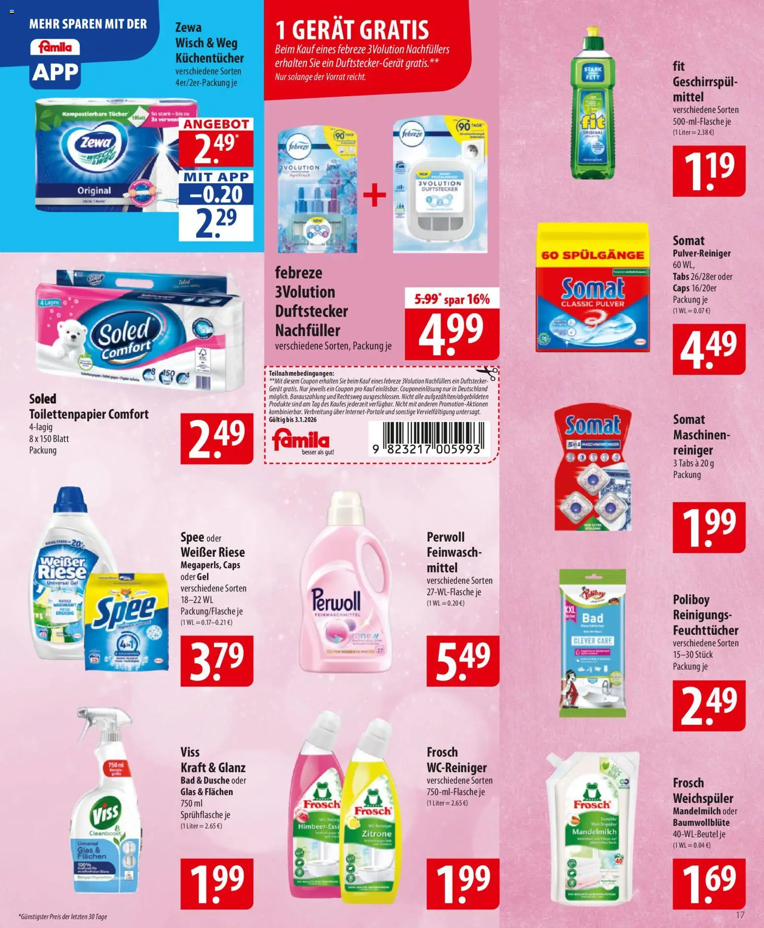Famila Prospekt 	 – gültig ab 29.12.2025 | Seite: 17 | Produkte: Bad, Dusche, Weichspüler, Zitrone