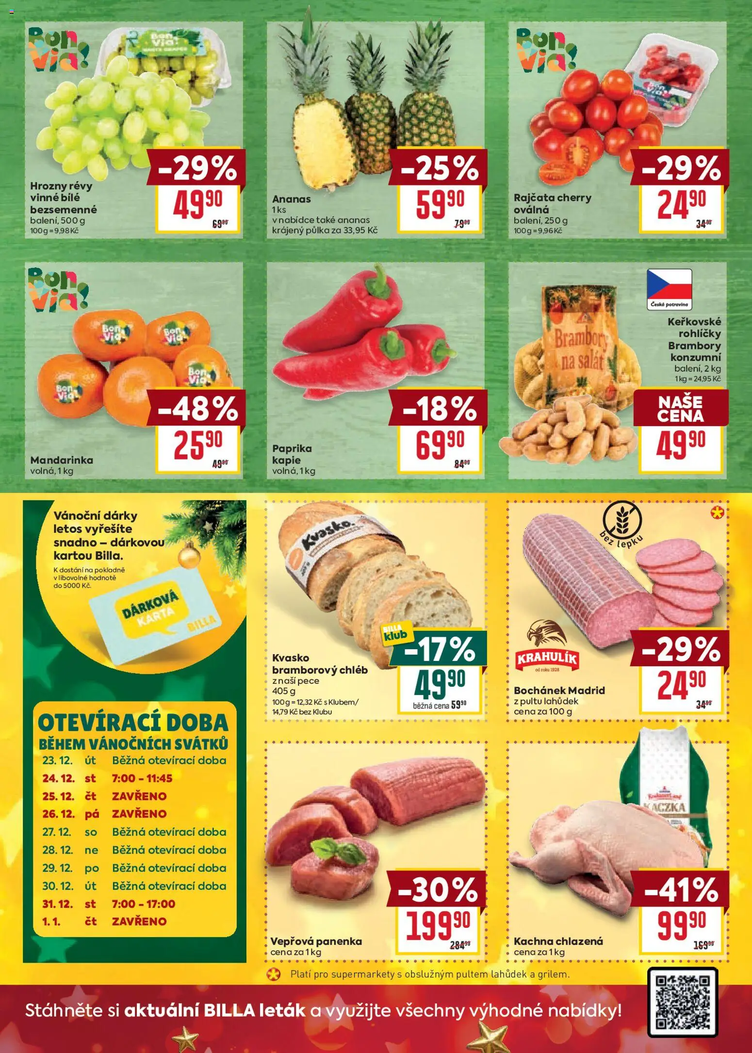 Billa Malý leták od 17.12.2025 | Strana: 2 | Produkty: Rajčata, Ananas, Salát, Kachna