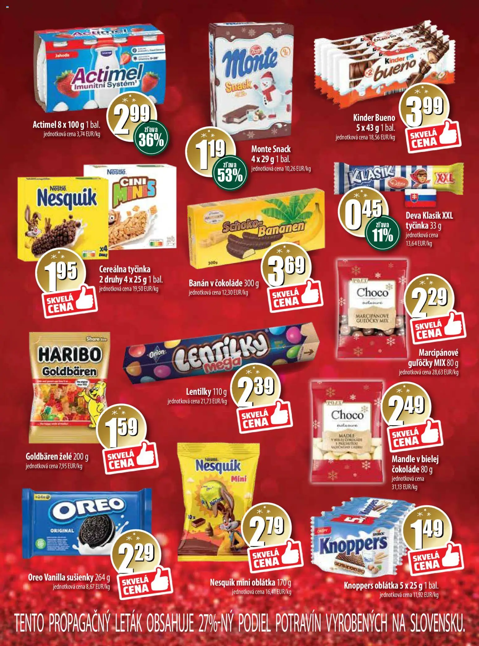 Nové COOP Jednota akcie – leták je platný od 13.11.2025 | Strana: 4 | Produkty: Kinder, Kinder Bueno, Actimel, Nesquik