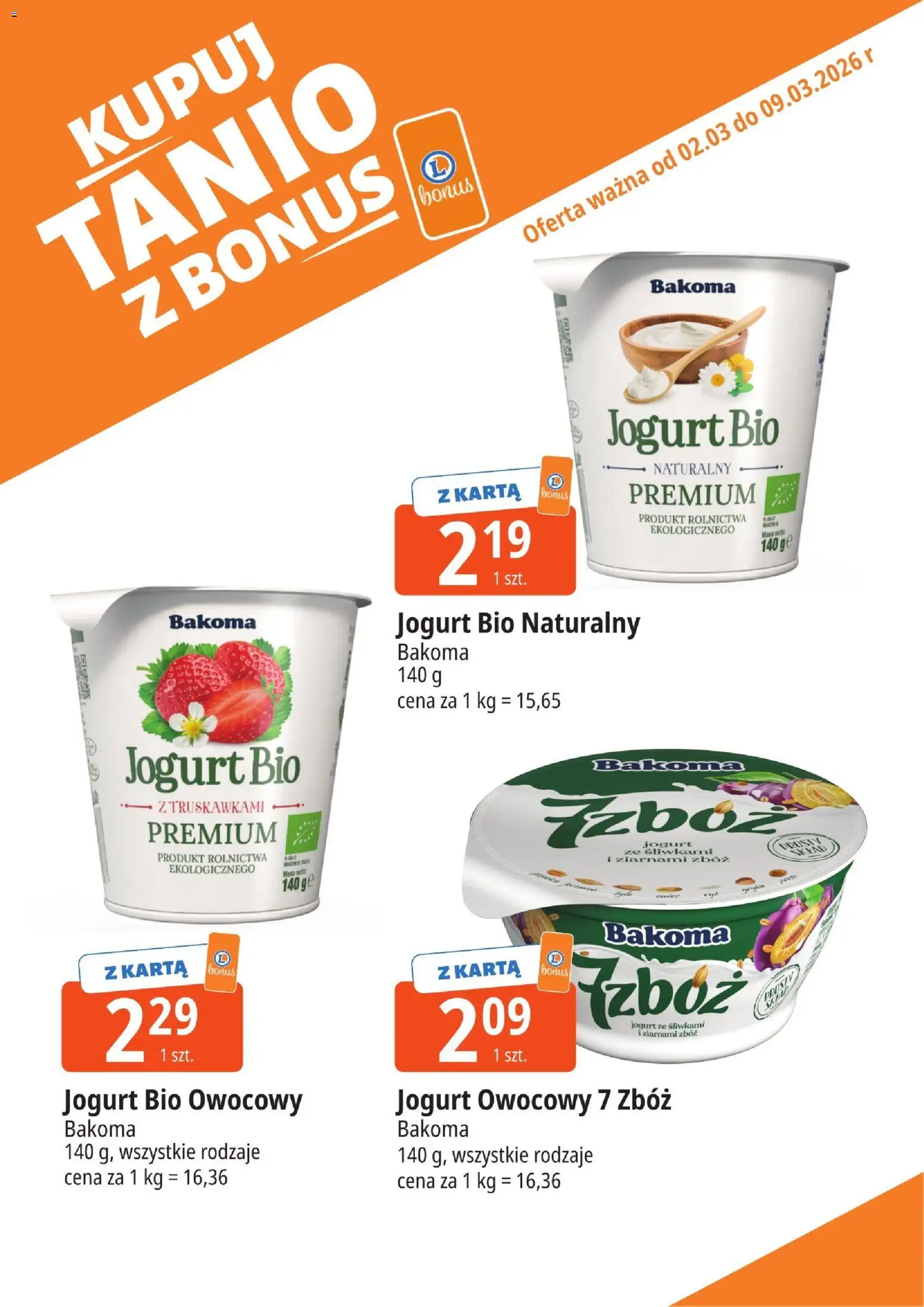E.Leclerc gazetka - Radom kupony dodatkowe od 02.03.2026 | Strona: 3 | Produkty: Karta, Jogurt Bio, Jogurt owocowy, Jogurt