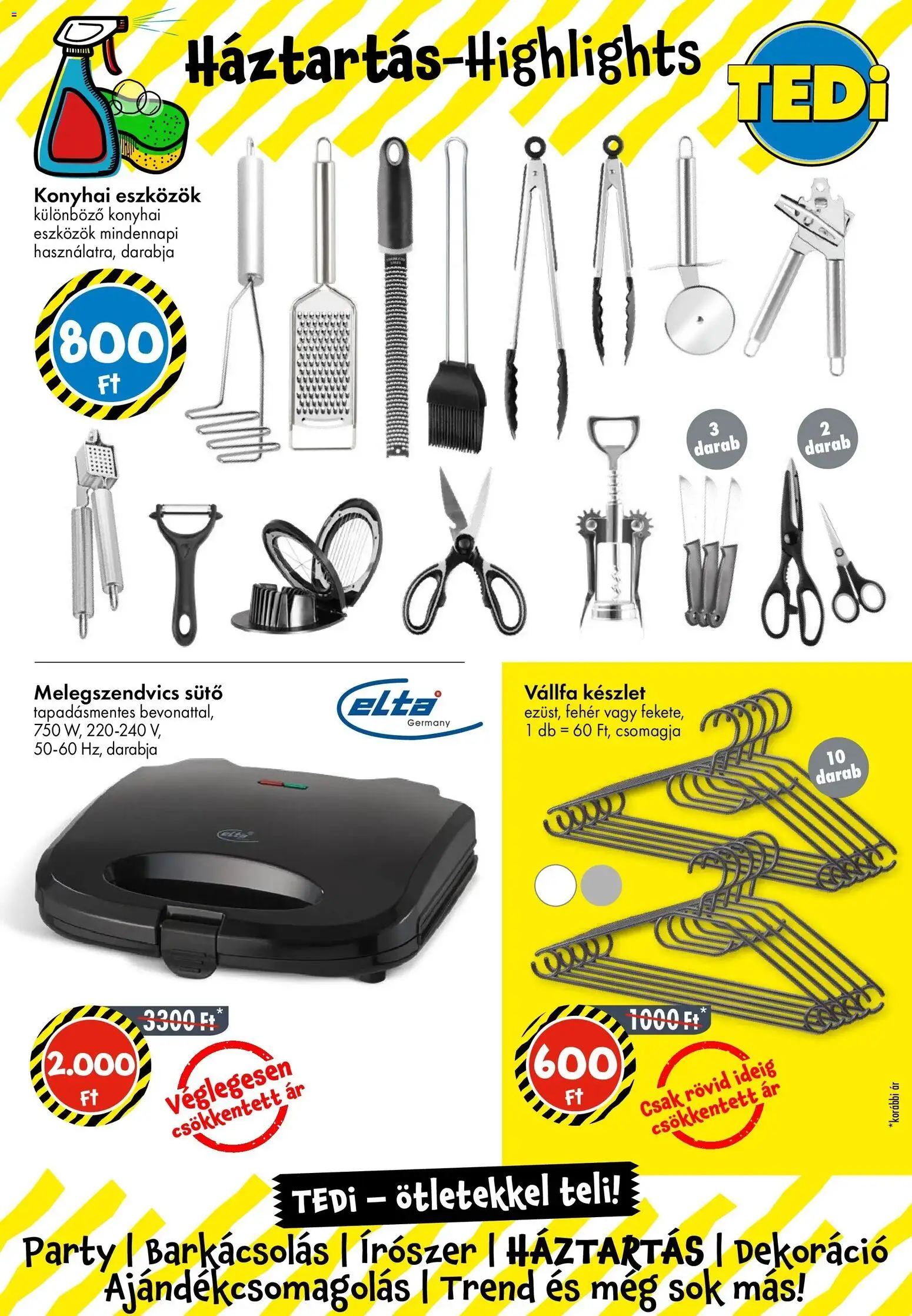 TEDi akciós ujság - amely érvényes a következő dátumtól: 28.11.2025 | Oldal: 8 | Termékek: Sütő, Melegszendvics sütő, Vállfa, Dekoráció