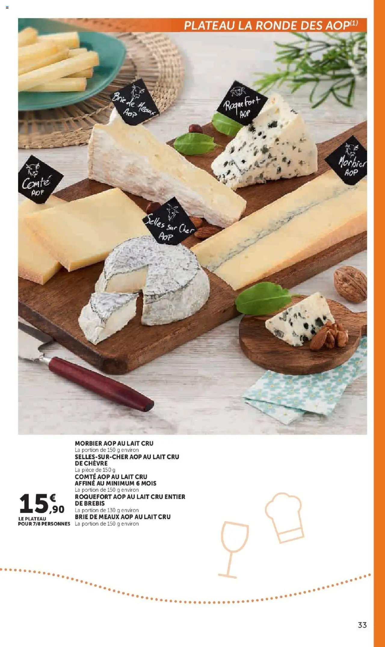 {H1} | Page: 33 | Produits: Plateau, Morbier aop, Brie de meaux aop, Lait