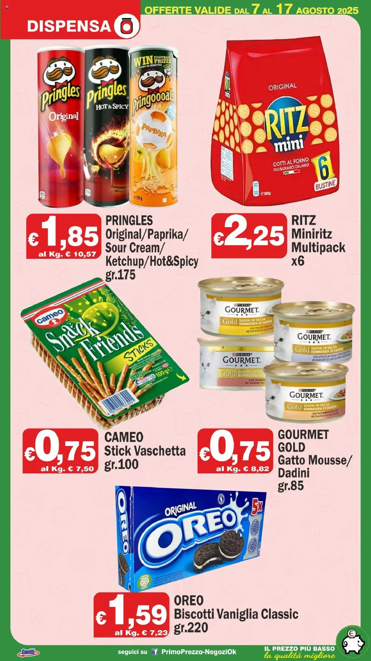 Volantino Primo Prezzo del 07.08.2025 | Pagina: 12 | Prodotti: Pollo, Biscotti, Verdure, Vitello