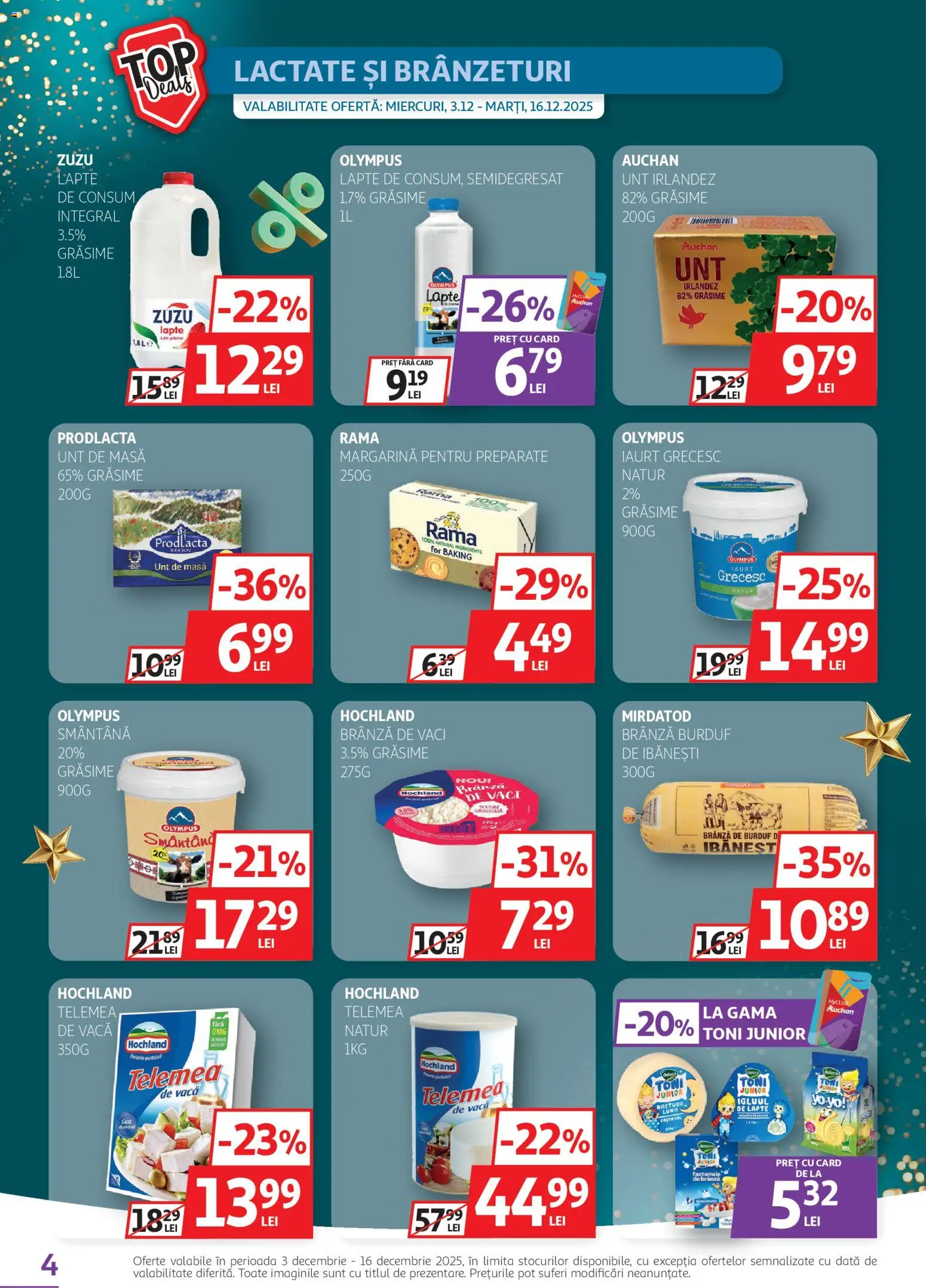 Noul catalog Auchan – valabil de la 03.12.2025 | Pagină: 4 | Produse: Masă, Unt, Brânză, Smântână