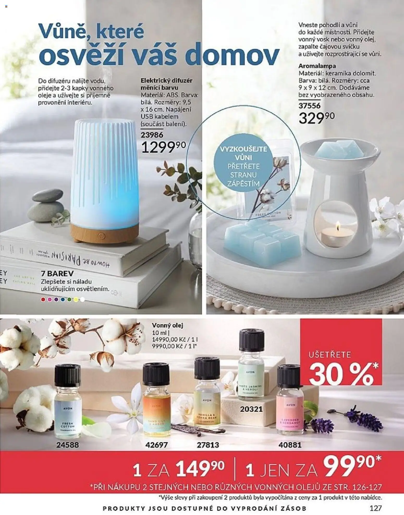 Avon Katalog 04/2026 od 01.04.2026 | Strana: 127 | Produkty: Oleje, Difuzér, Olej, Aromalampa